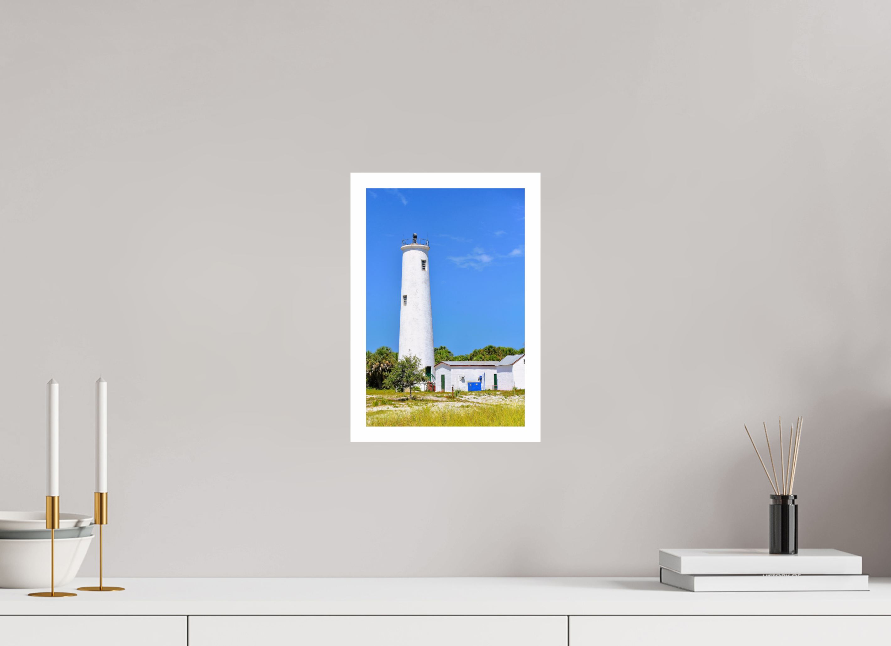 8 x 12″, Hahnemühle FineArt Pearl Print, .79" white border Egmont Key Lighthouse