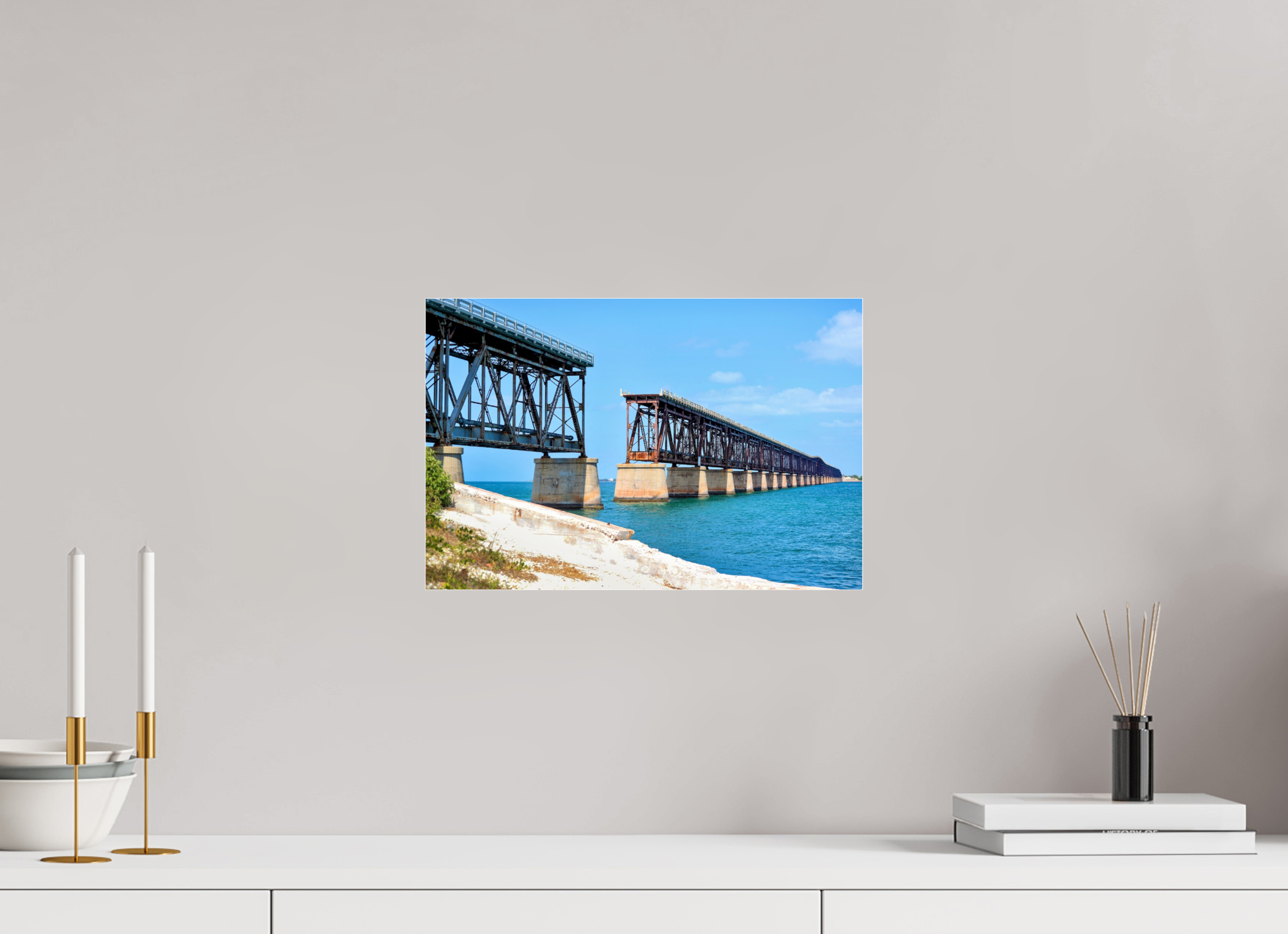 15 x 10″, Metallic Photo Print Under Acrylic Glass Old Bahia Honda Bridge
