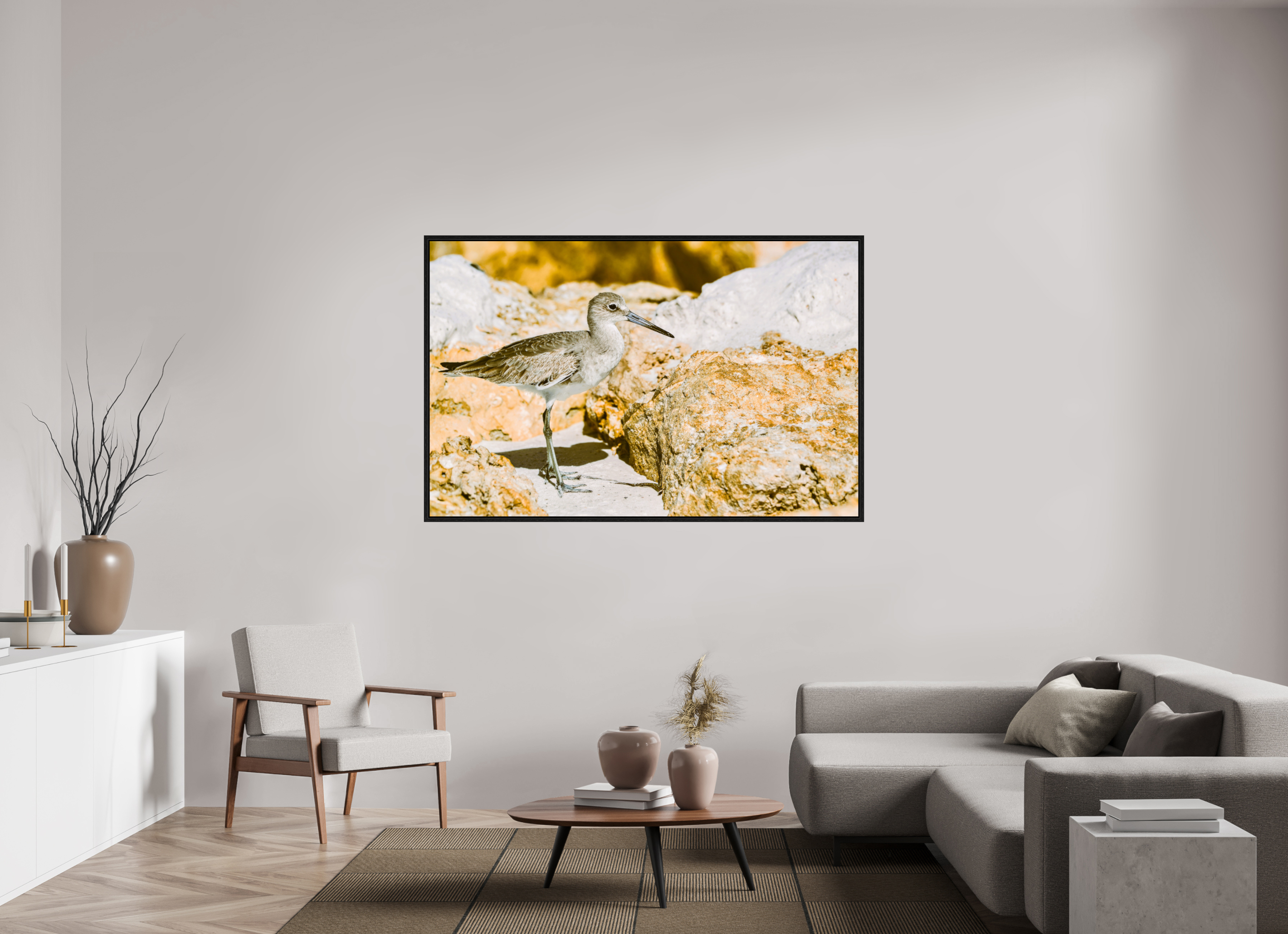 66.9 x 43″, Floater Frame The Sunny Willet