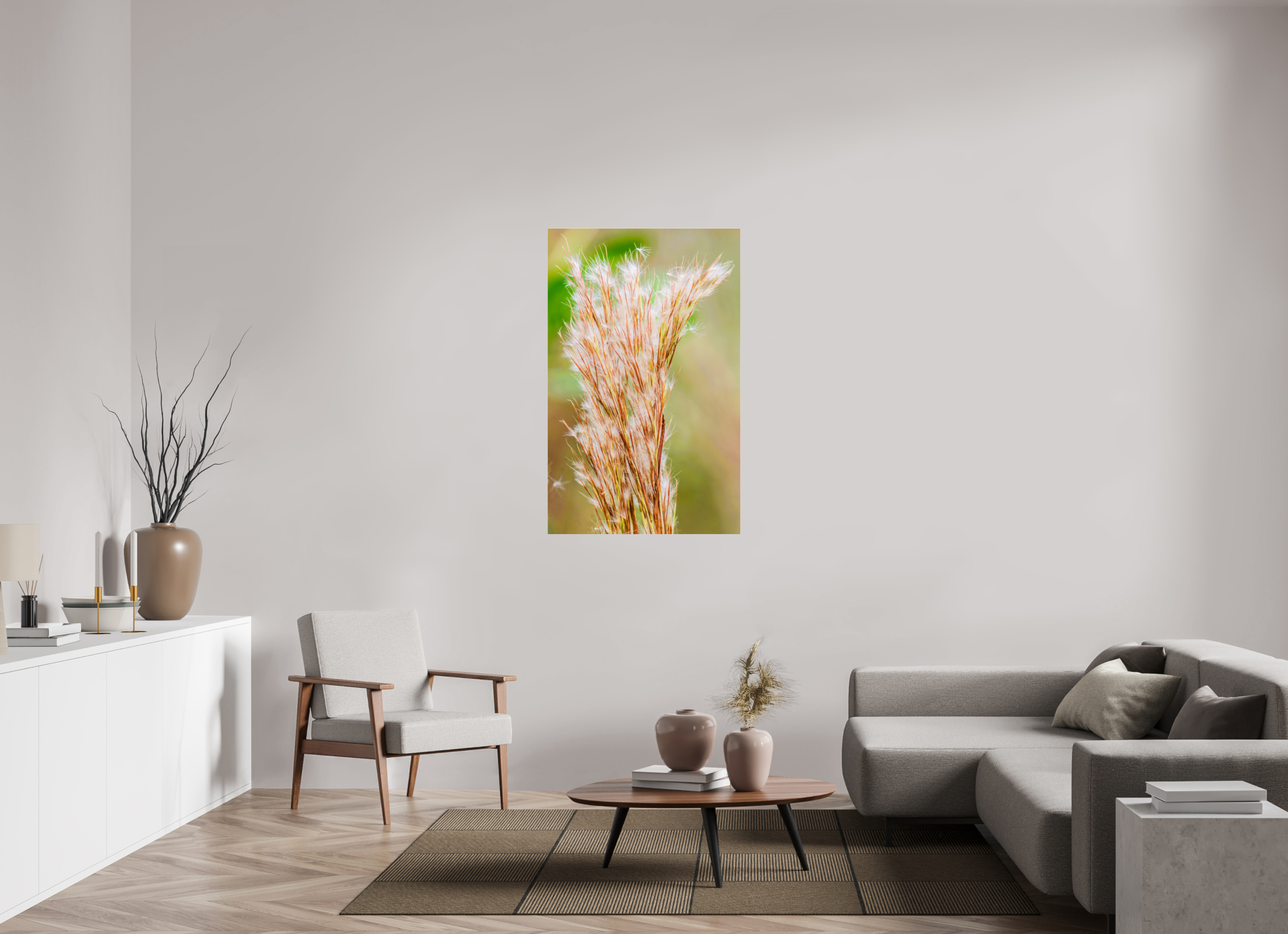 31 x 49.1″, Photo Print Under Acrylic Glass Bushy Bluestem in the Breeze