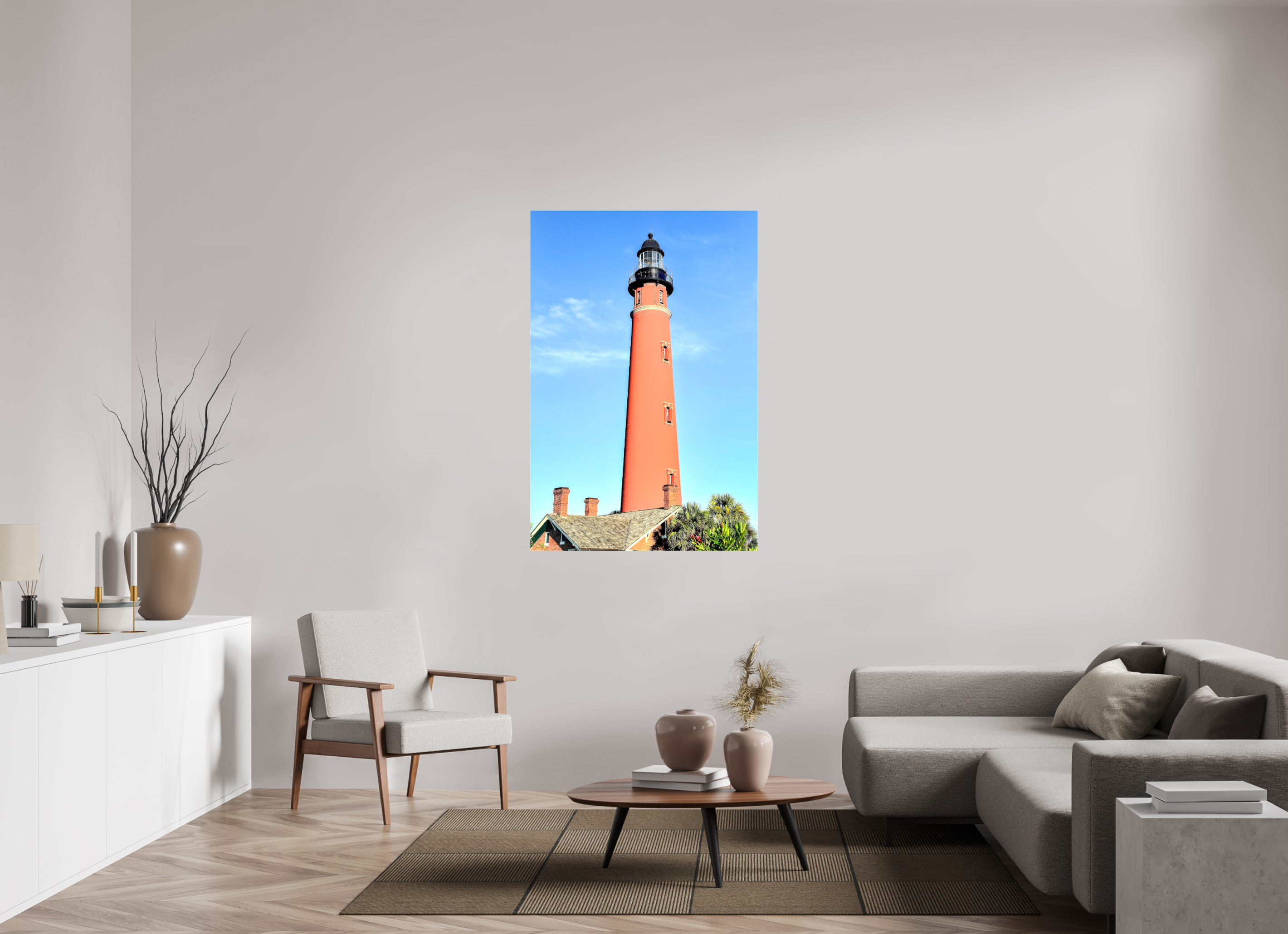 36 x 54″, Glossy Canvas on Stretcher Frame, 1,57" Wrapped Historic Red Brick Ponce de Leon Lighthouse