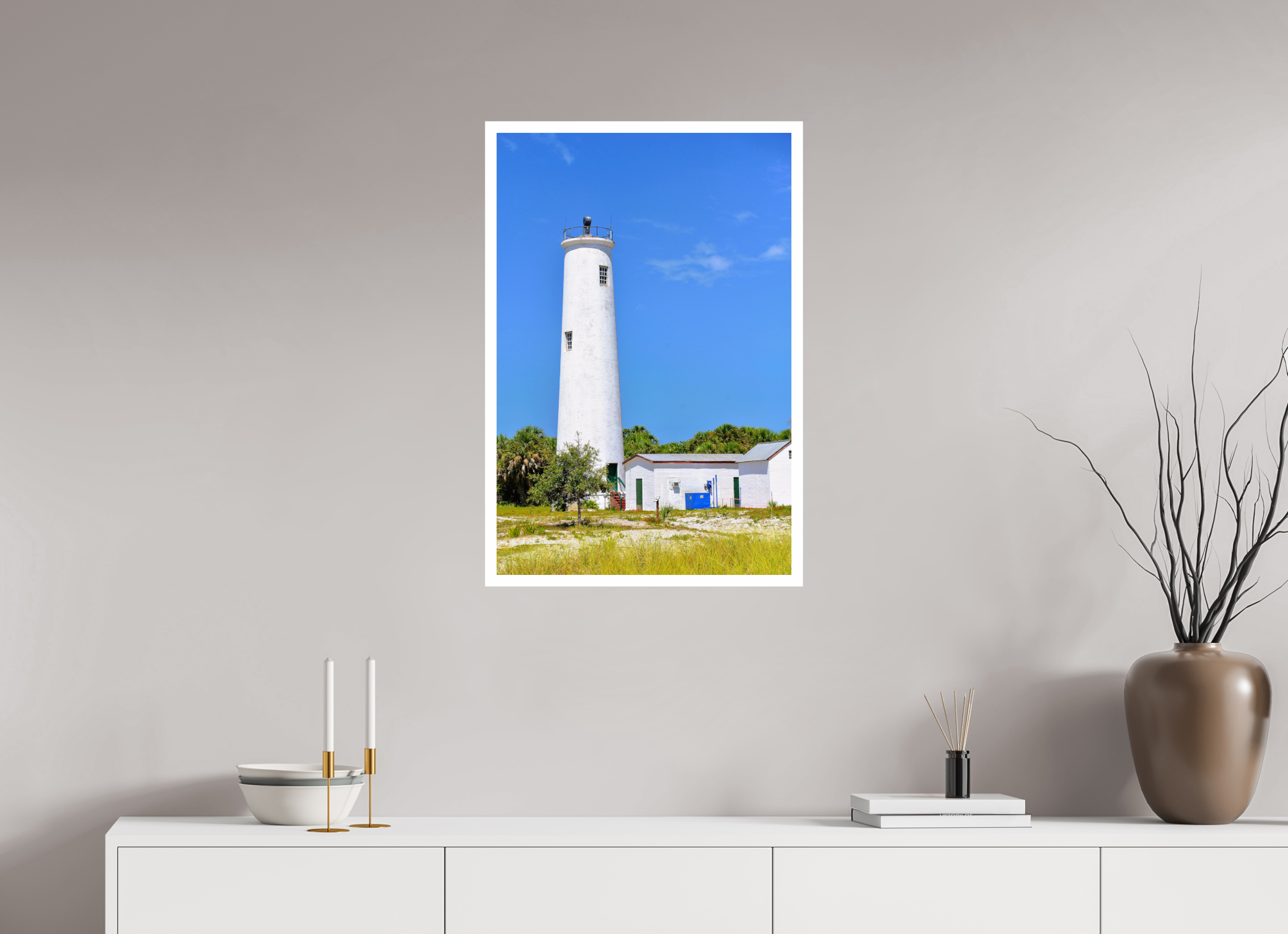 20 x 30″, Hahnemühle FineArt Pearl Print, .79" white border Egmont Key Lighthouse