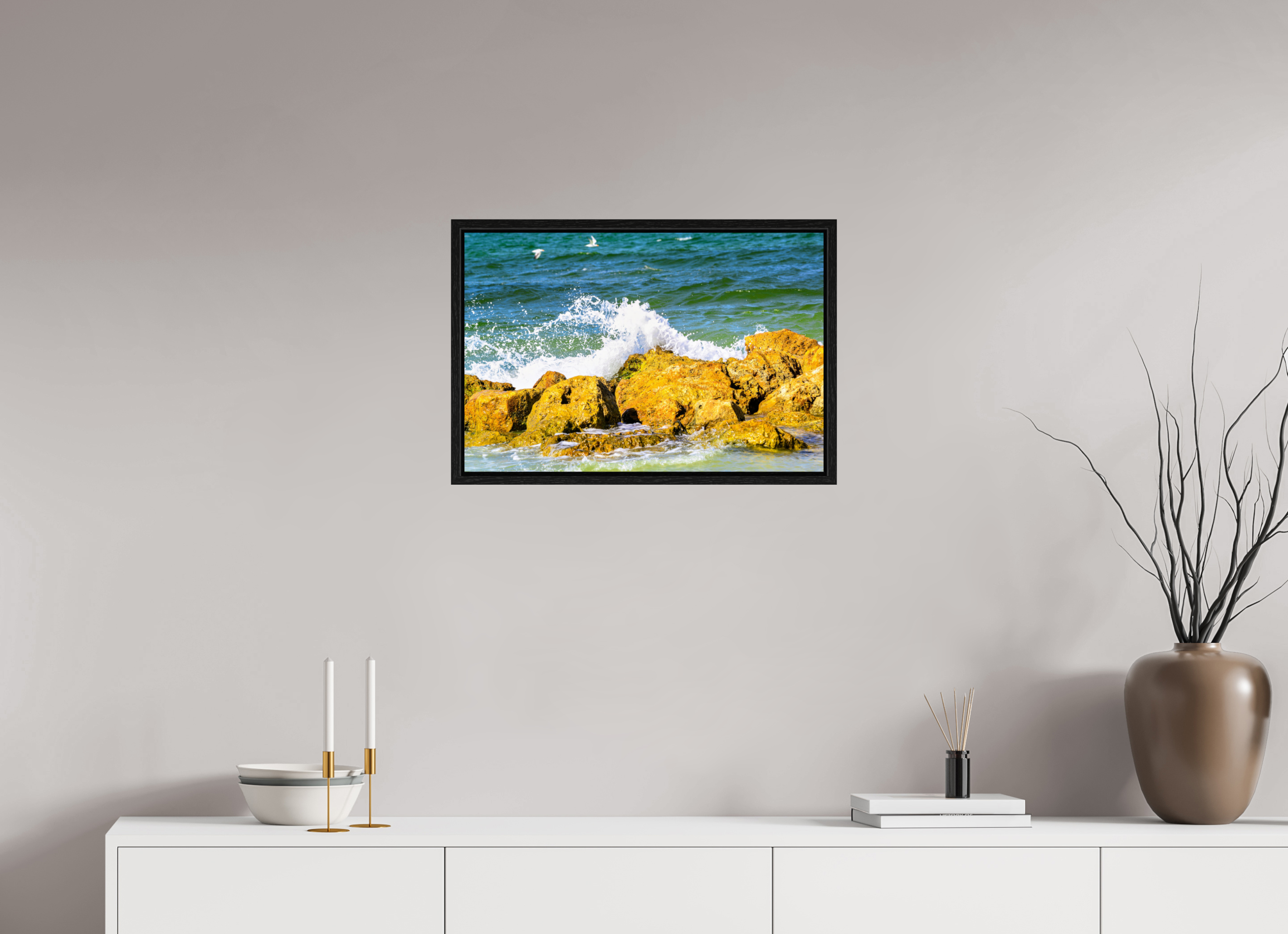 24 x 16″, Floater Frame Waves Breaking