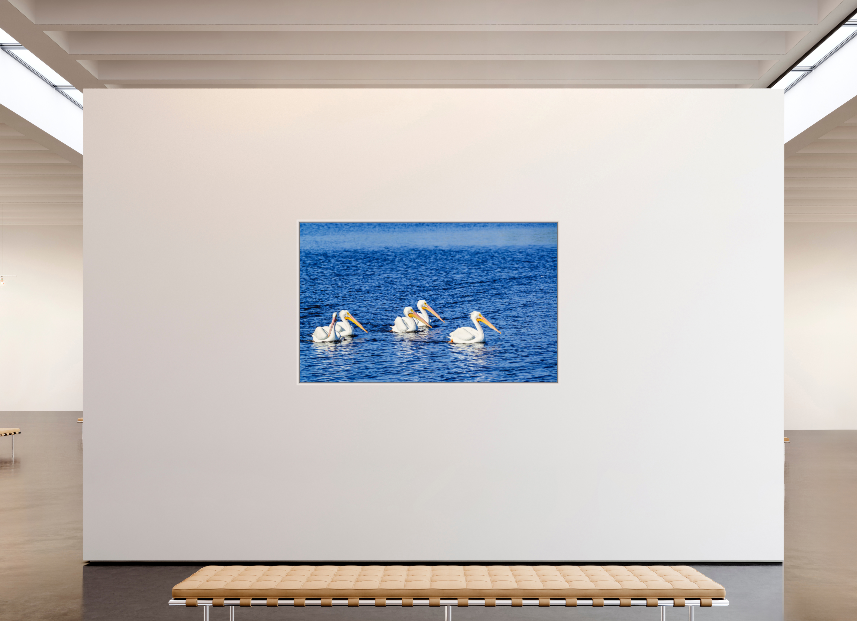 75.7 x 47″, Floater Frame, Basel 0.6", Maple White, Glossy Acrylic Glass Gliding in Unison
