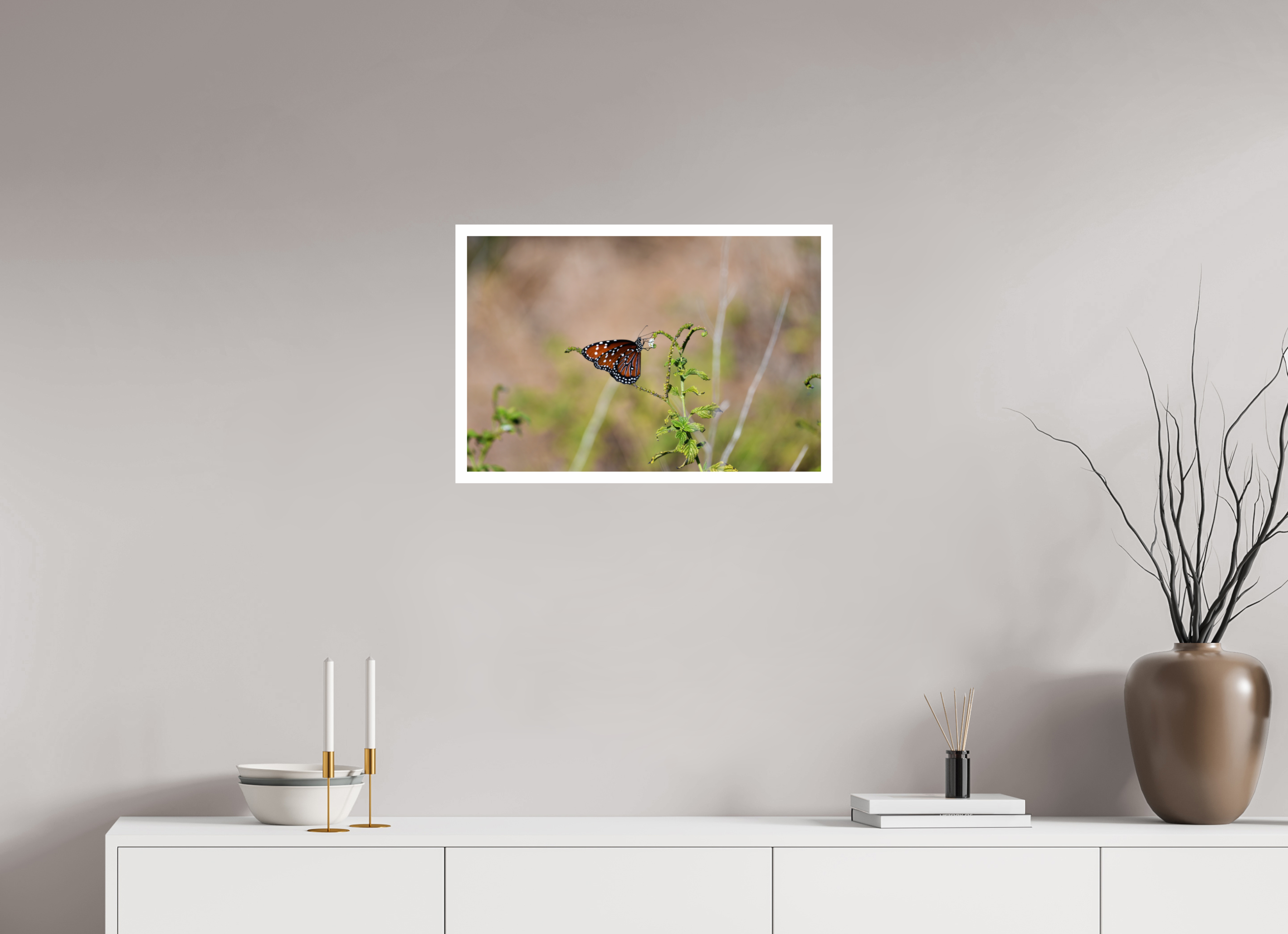 24 x 16″, Hahnemühle FineArt Pearl Print without Frame, .79" white border Queen Butterfly