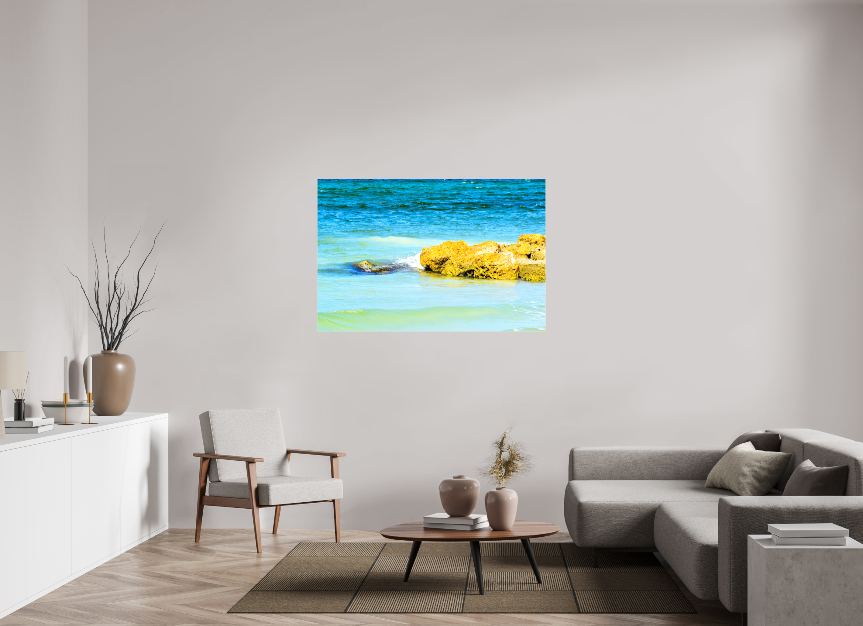 54 x 36″, Glossy Canvas on Stretcher Frame, 1,57" Wrapped Calm Waters