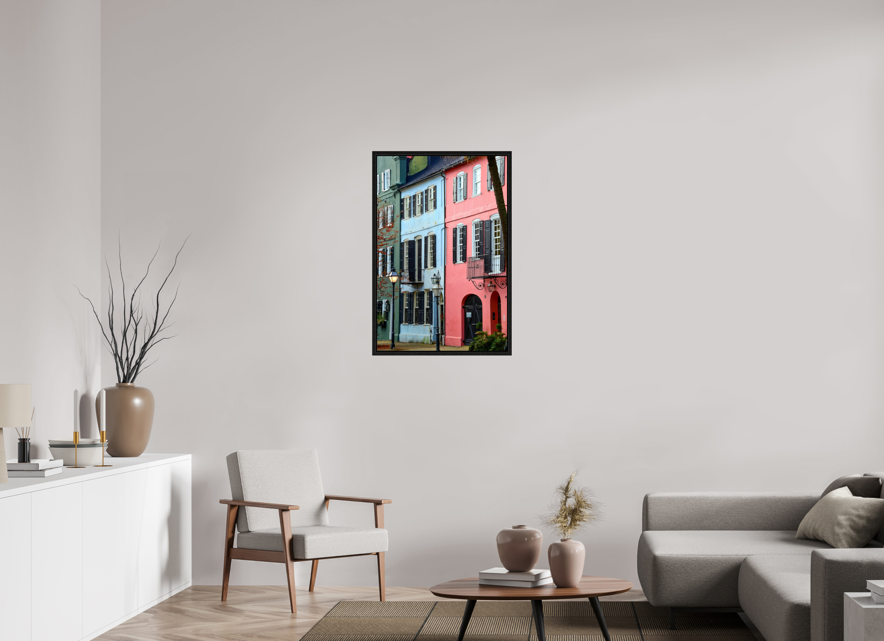 24 x 36″, Floater Frame Rainbow Row