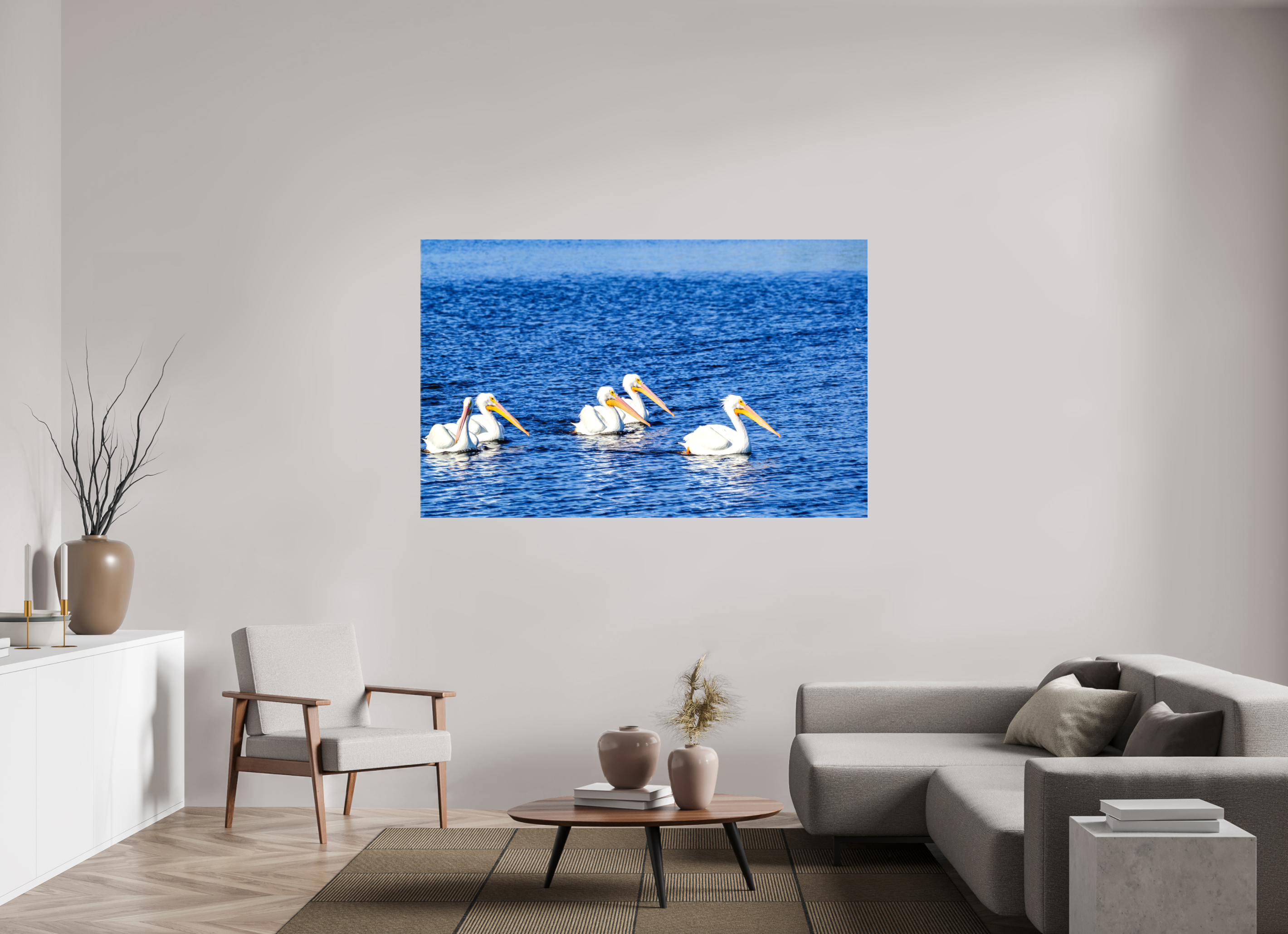 69.3 x 43″, Glossy Canvas on Stretcher Frame, 1,57" Wrapped Gliding in Unison