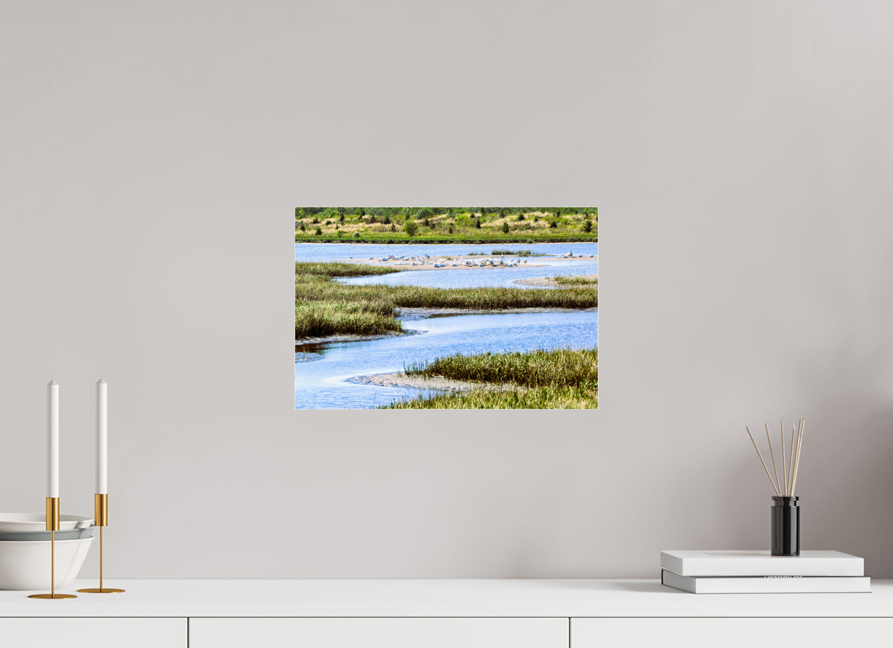 15 x 10″, Metallic Photo Print Under Acrylic Glass Marshland Sanctuary