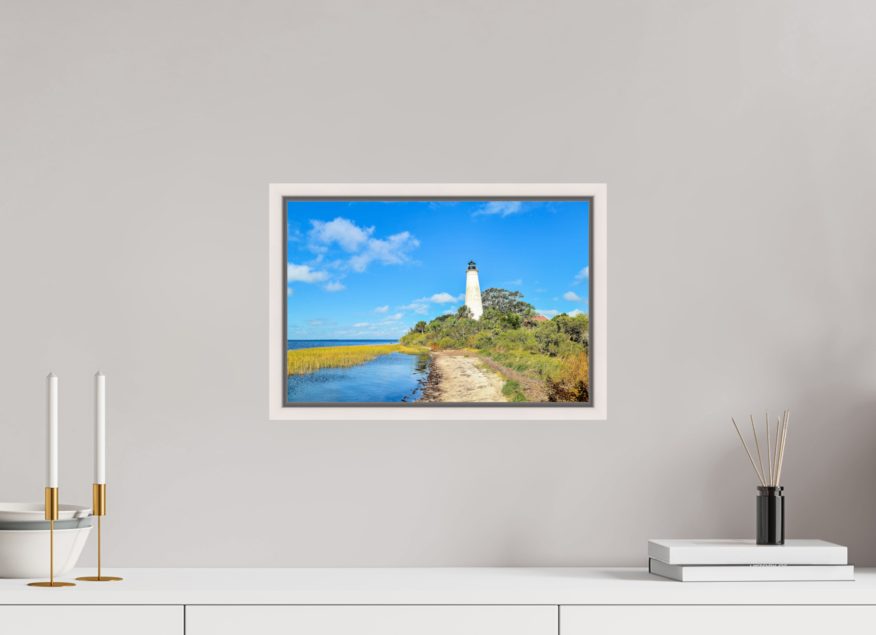 15 x 10″, Photo Print Under Acrylic Glass Basel 0.6", Maple White St. Marks Lighthouse
