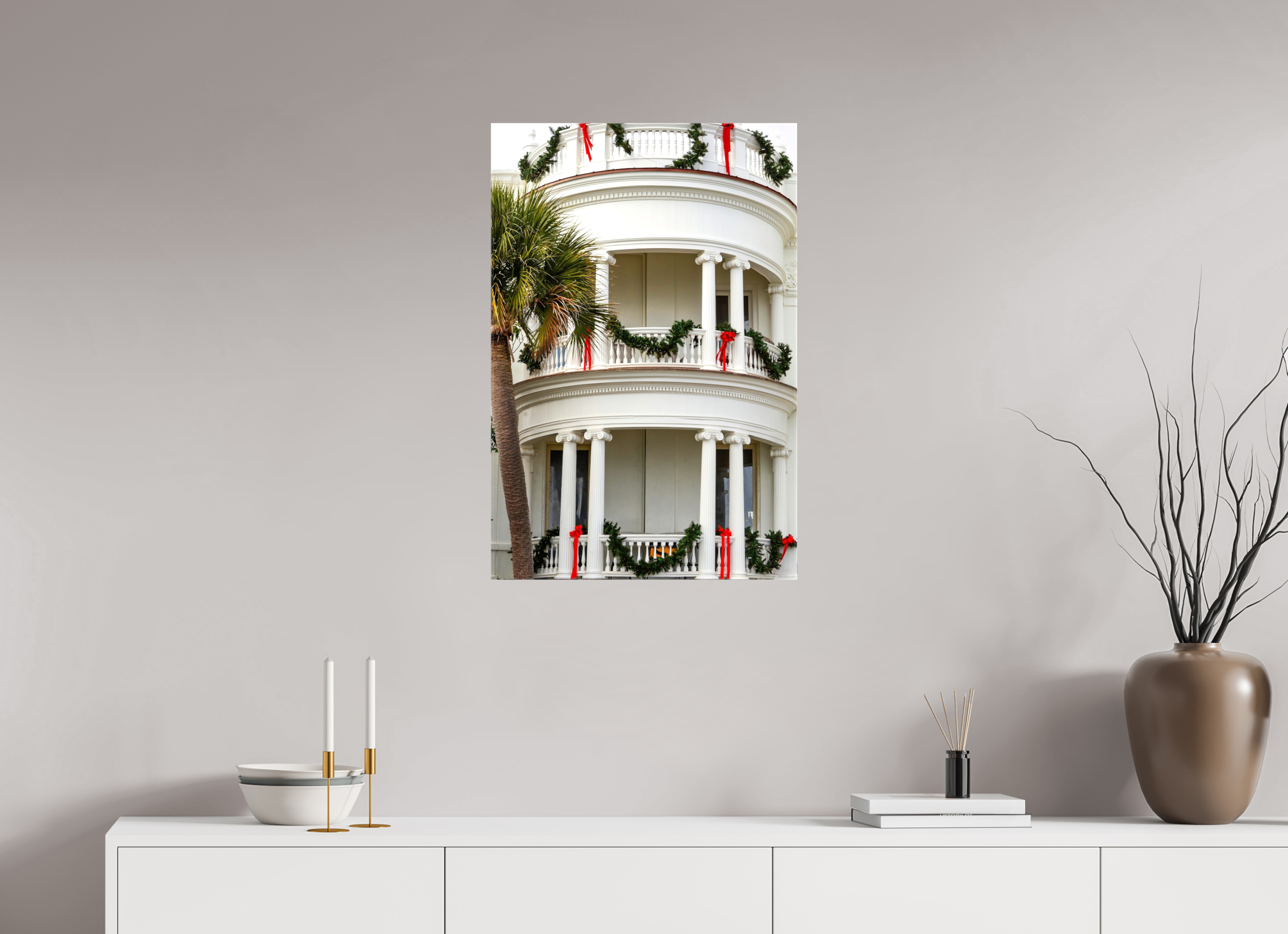 20 x 30″, Glossy Canvas on Stretcher Frame, 1,57" Wrapped Christmas on the Battery: Porcher-Simonds House