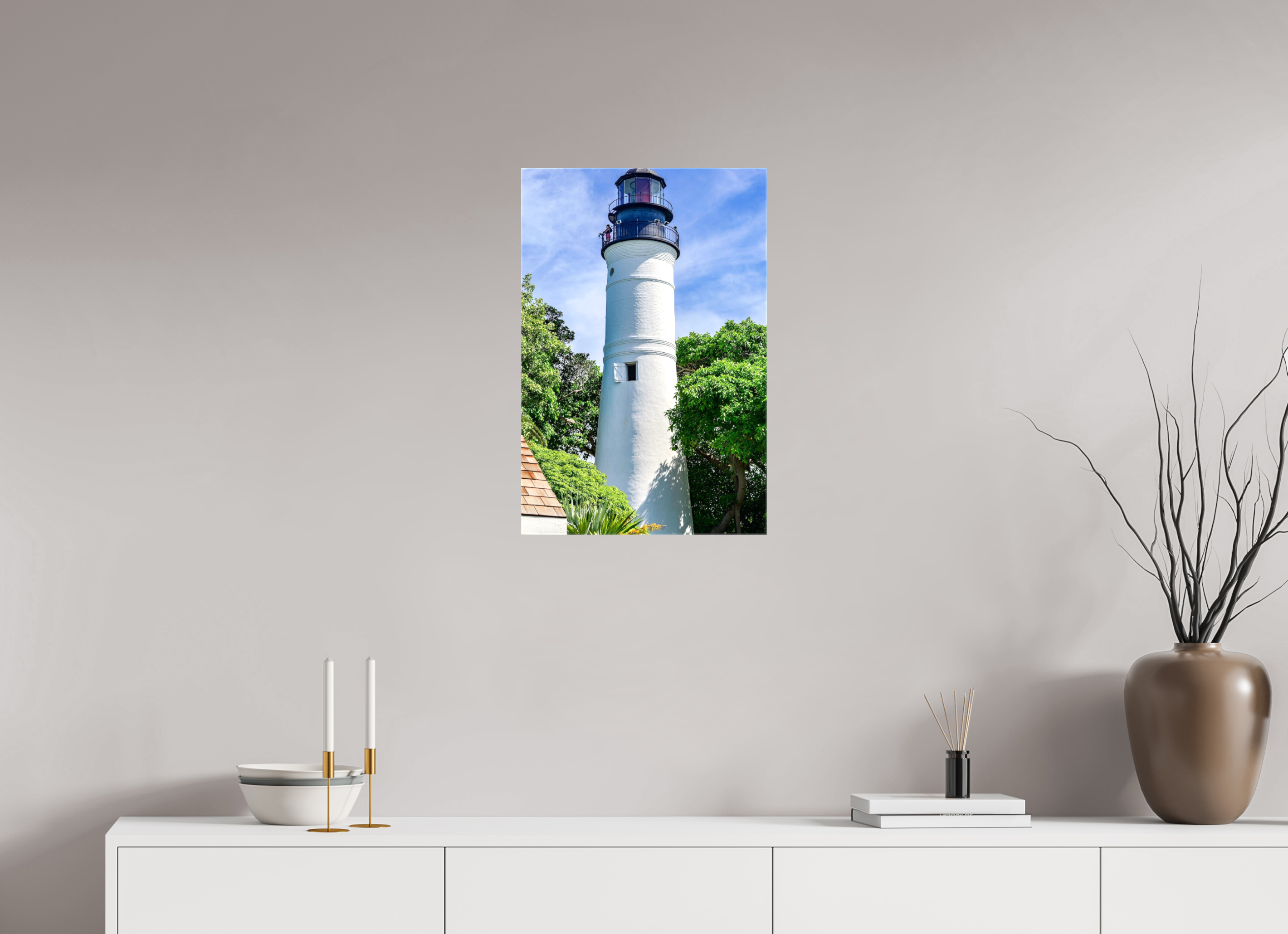 16 x 24″, Glossy Canvas on Stretcher Frame, 1,57" Wrapped The Historic Key West Lighthouse