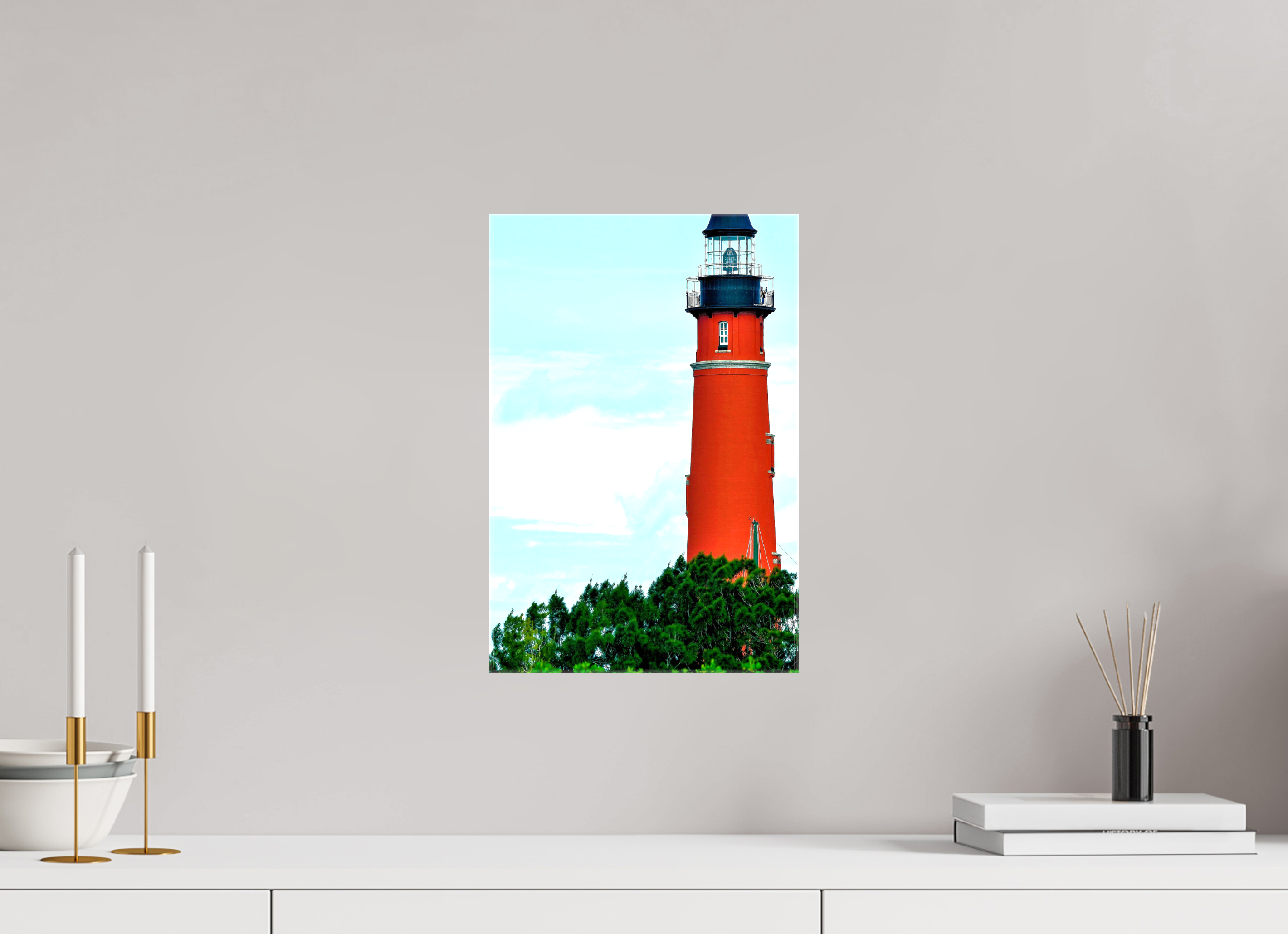 10 x 15″, Glossy Canvas on Stretcher Frame, 1,57" Wrapped Ponce de Leon Inlet Lighthouse