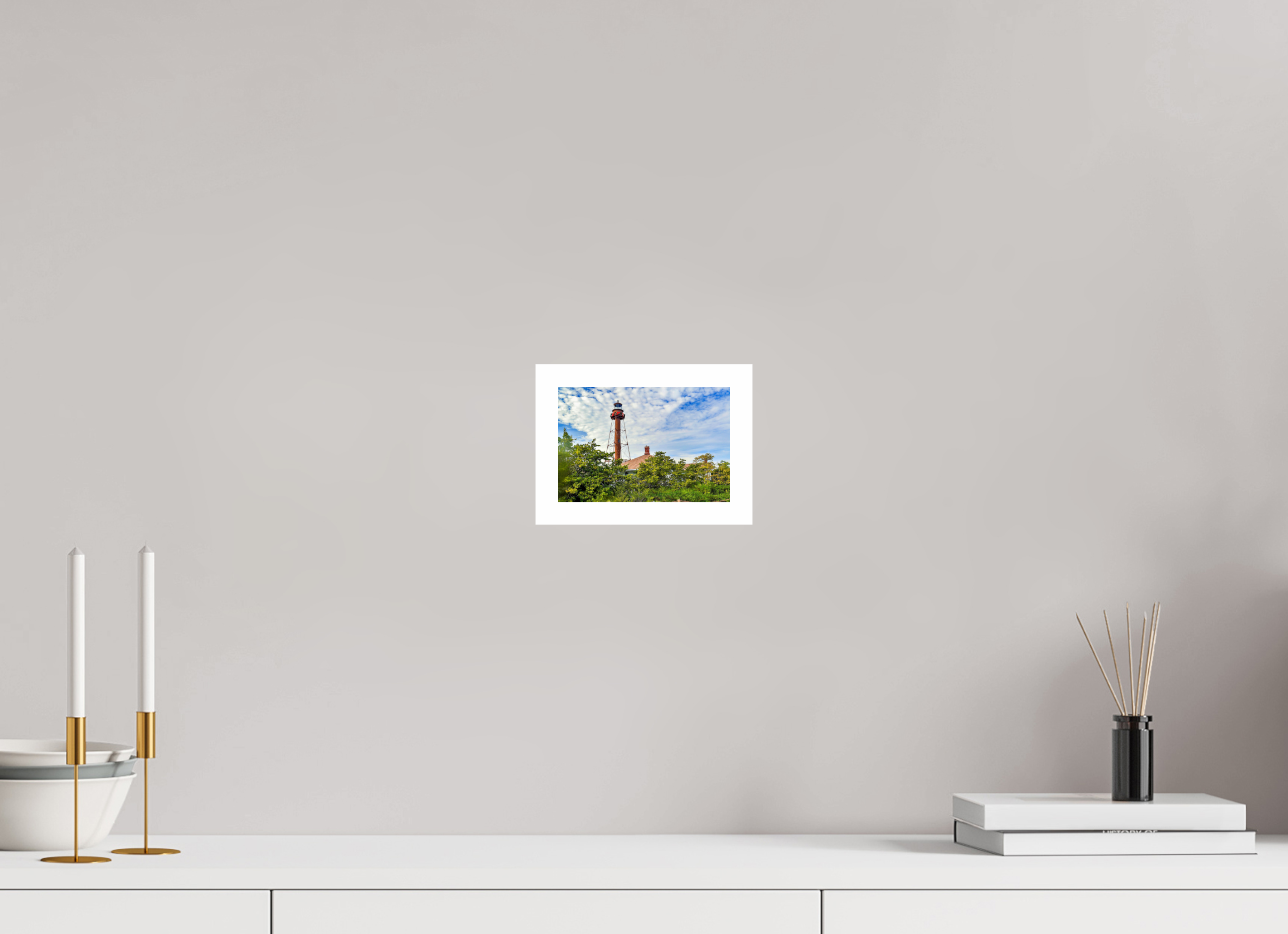 6 x 4″, Hahnemühle FineArt Pearl Print without Frame, .79" white border Sanibel Island Lighthouse – Holiday Edition
