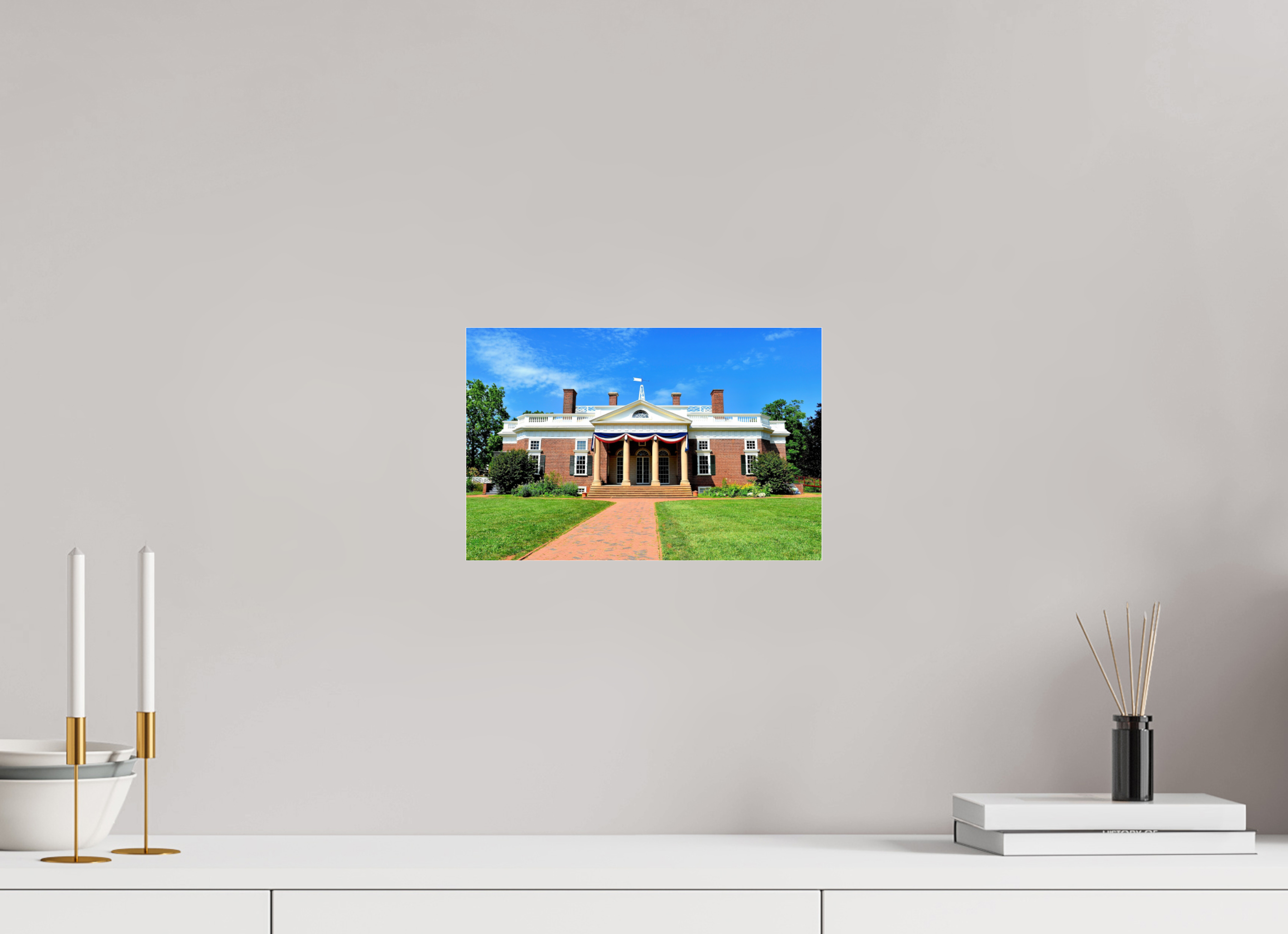 12.2 x 8″, Photo Print Under Acrylic Glass Jefferson’s Masterpiece: Monticello at Midday