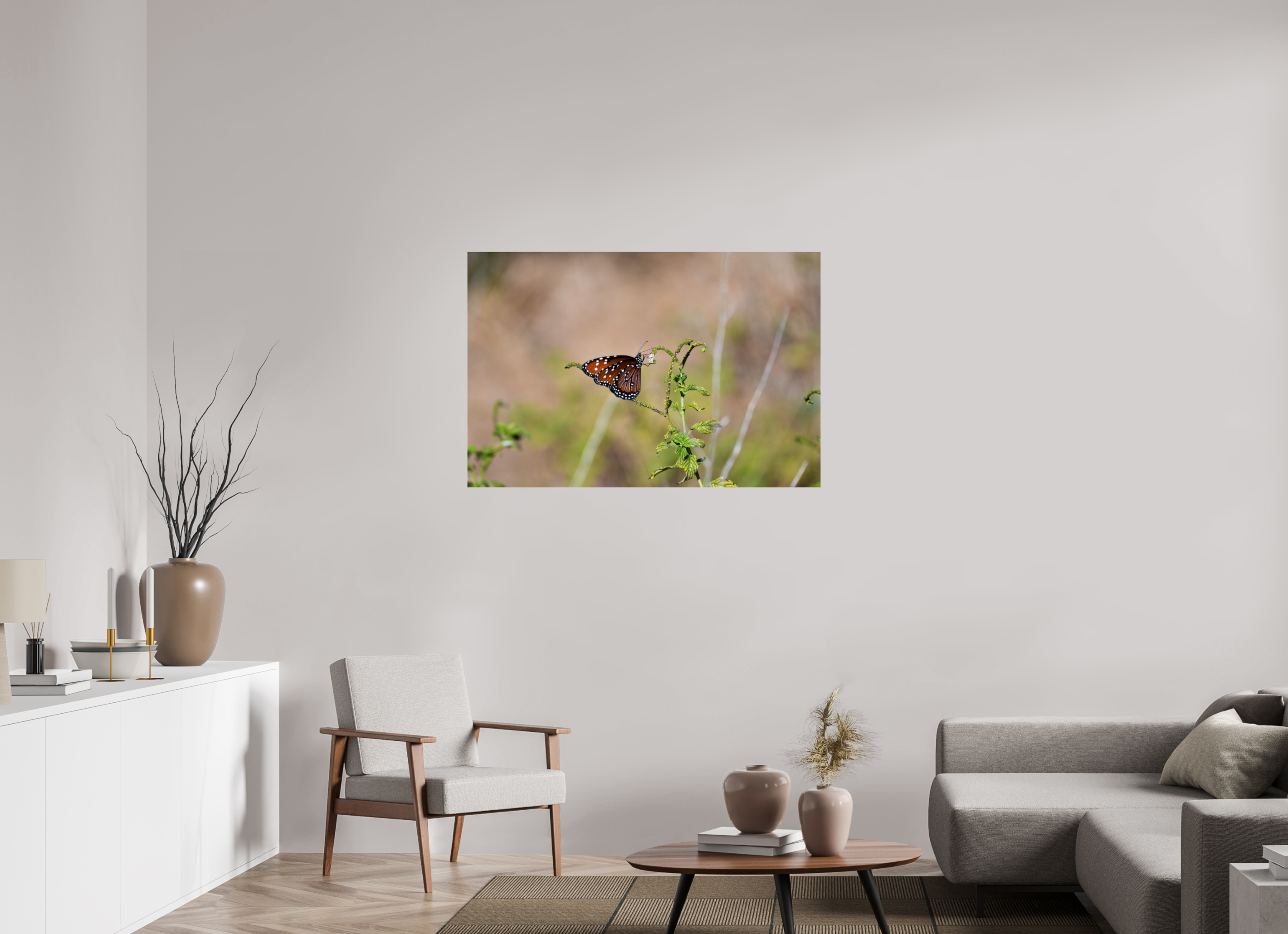 45 x 30″, Metallic Photo Print Under Acrylic Glass Queen Butterfly