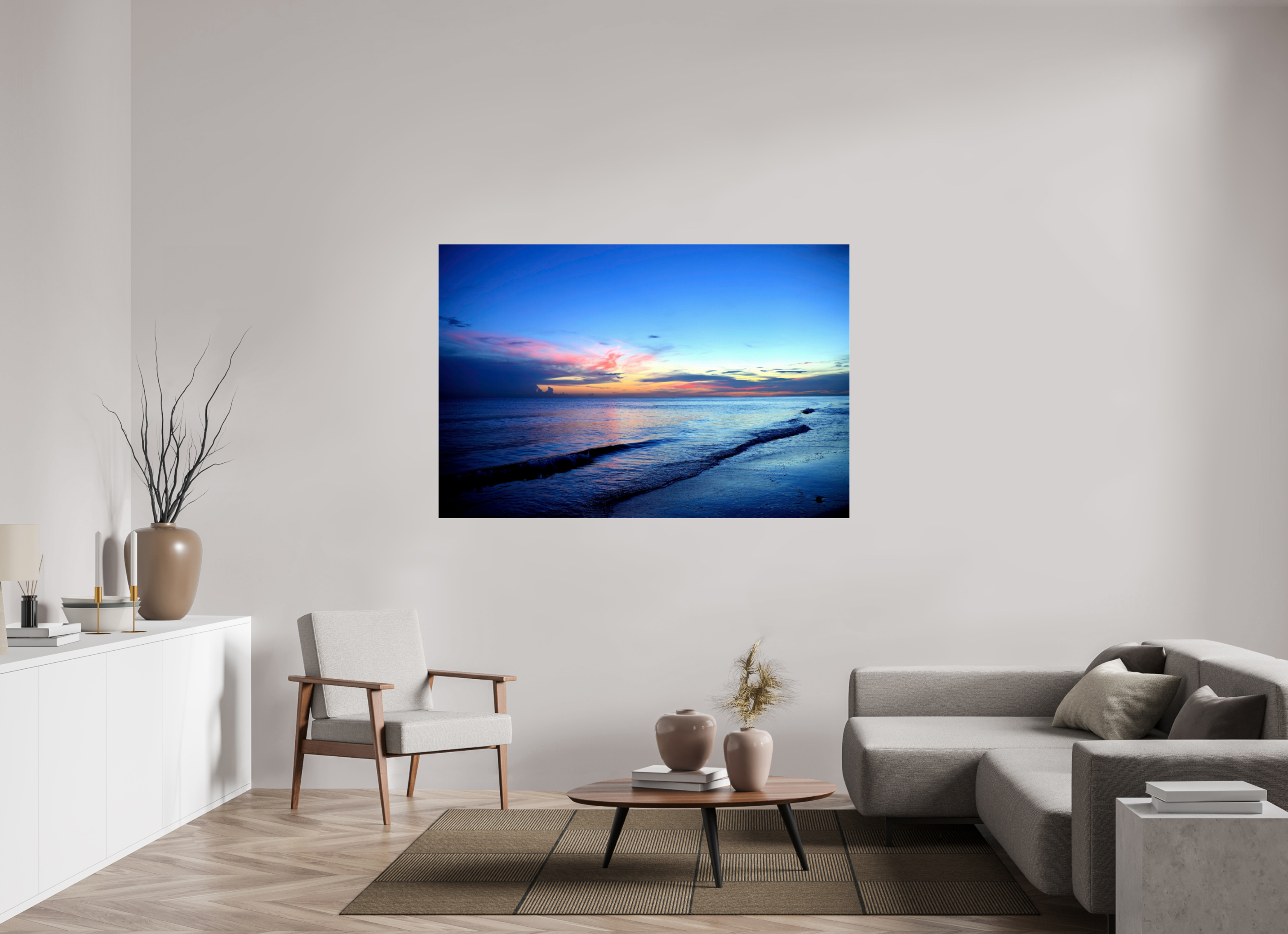 66 x 44″, Photo Print Fuji Crystal Archive Under Acrylic Glass Indigo Horizon
