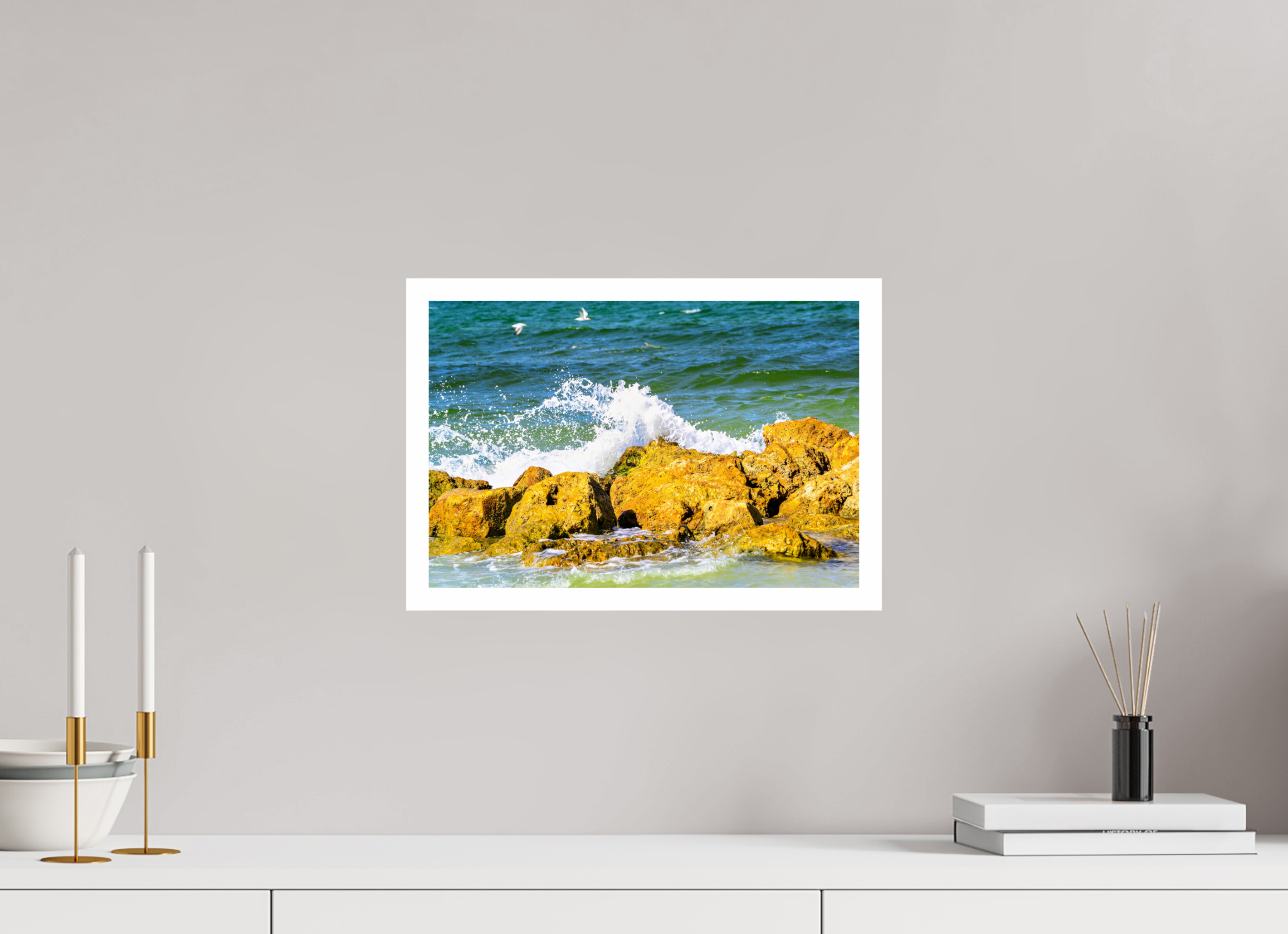 15 x 10″, Hahnemühle FineArt Pearl Print, .79" white border Waves Breaking