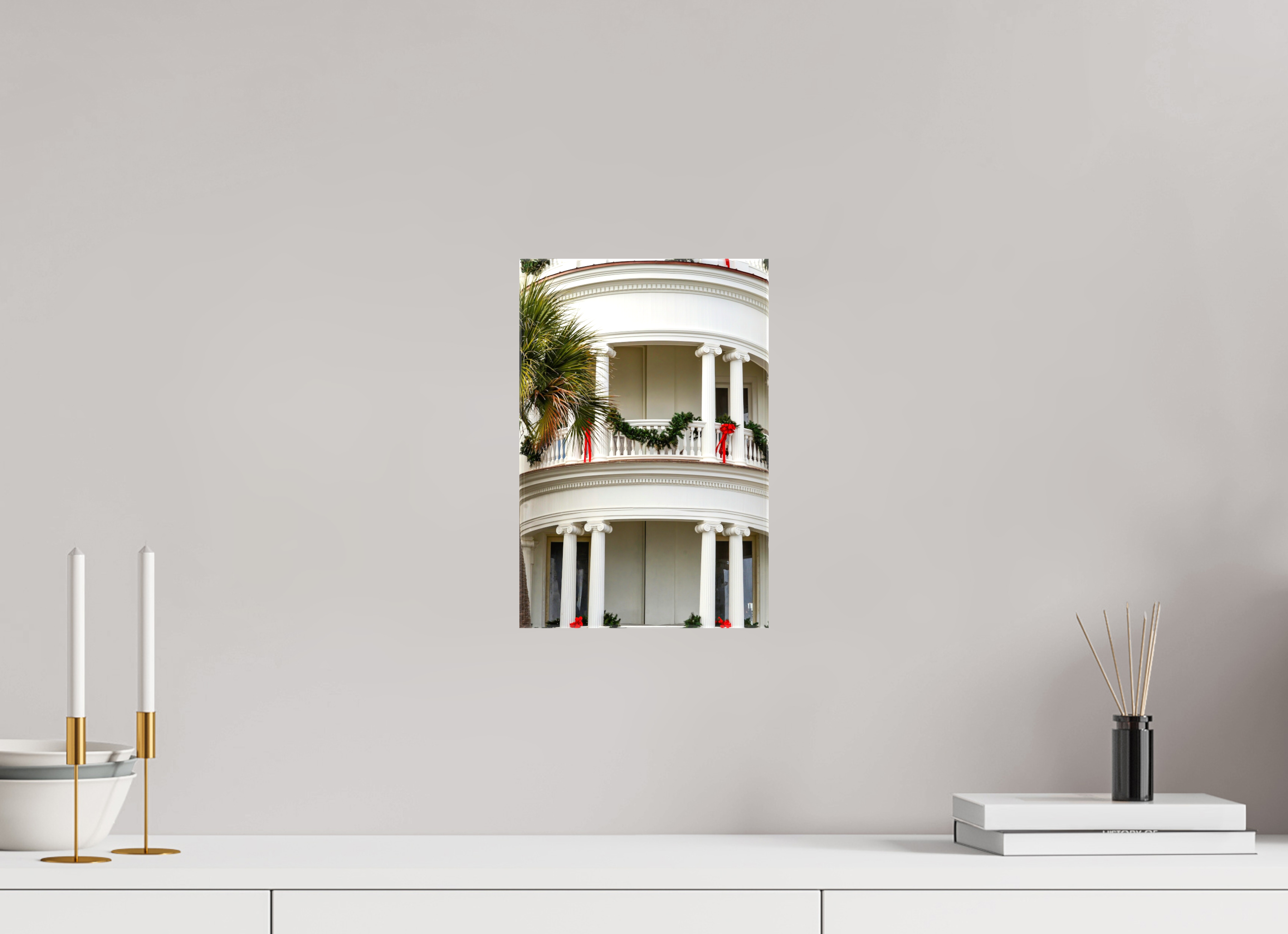 8 x 12″, Glossy Canvas on Stretcher Frame, 1,57" Wrapped Christmas on the Battery: Porcher-Simonds House