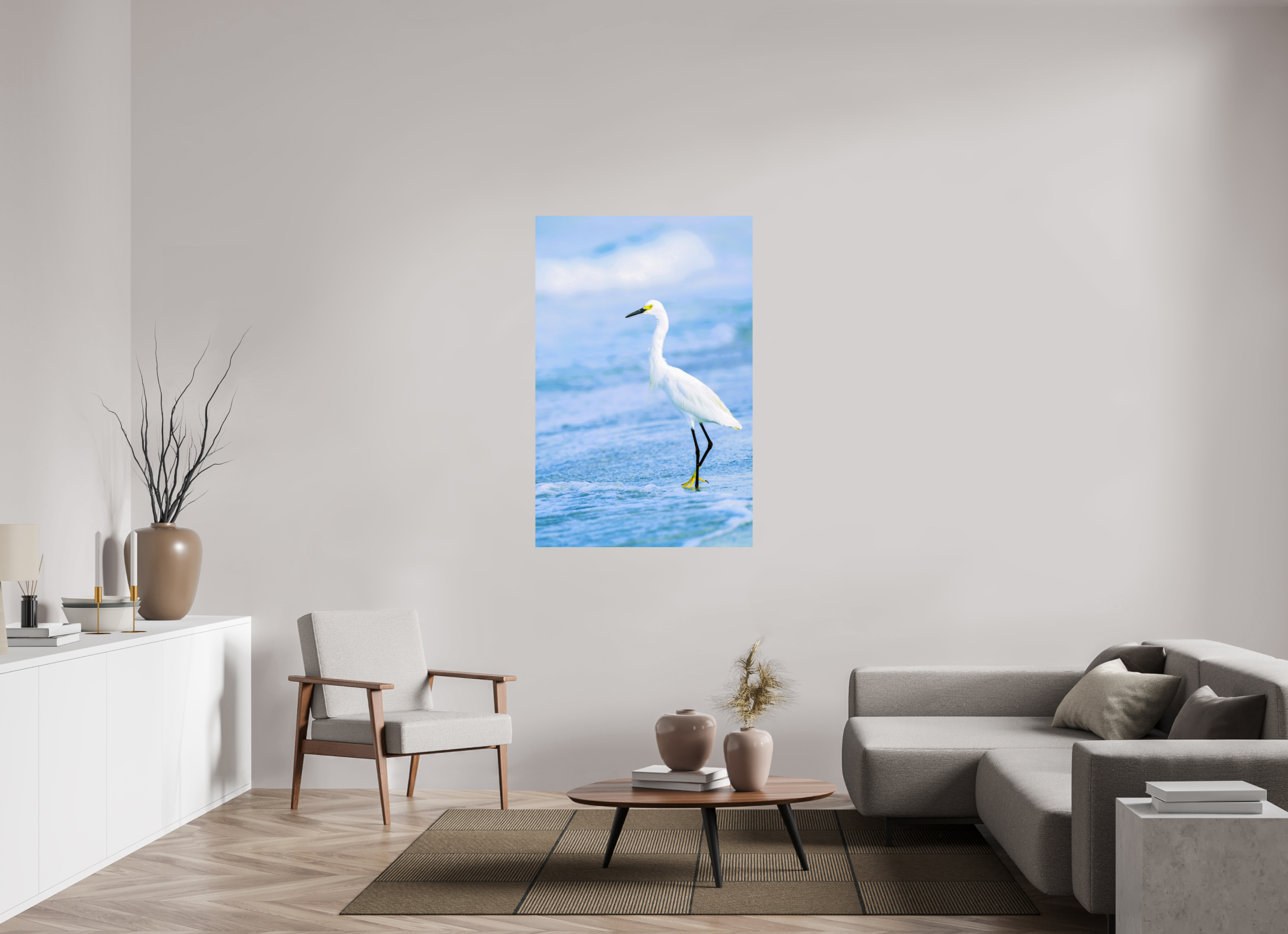 35 x 53.4″, Photo Print On Fuji Crystal DP II Snowy Egret in Azure