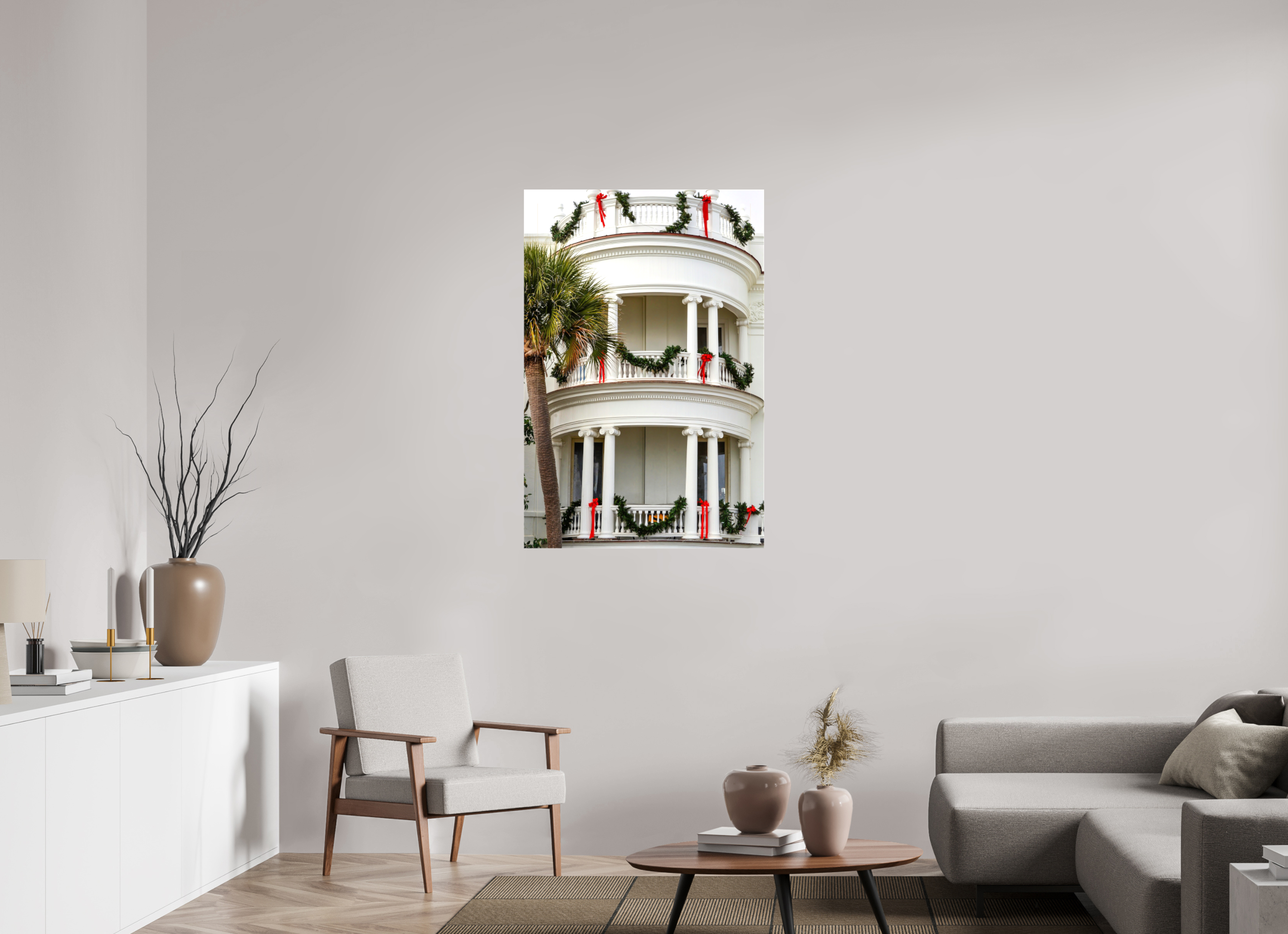 30 x 45″, Glossy Canvas on Stretcher Frame, 1,57" Wrapped Christmas on the Battery: Porcher-Simonds House