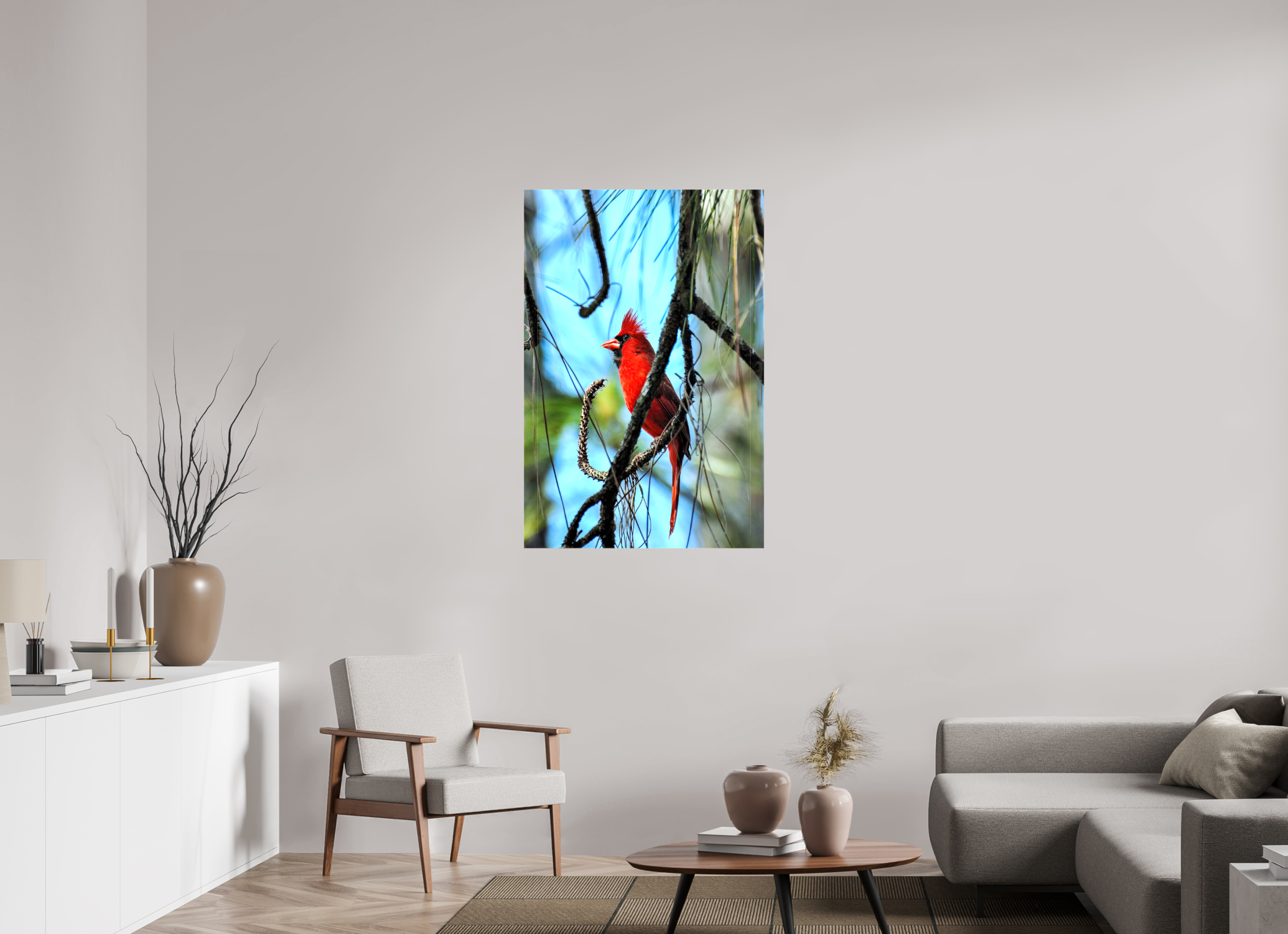 30 x 45″, Glossy Canvas on Stretcher Frame, 1,57" Wrapped The Corkscrew Cardinal
