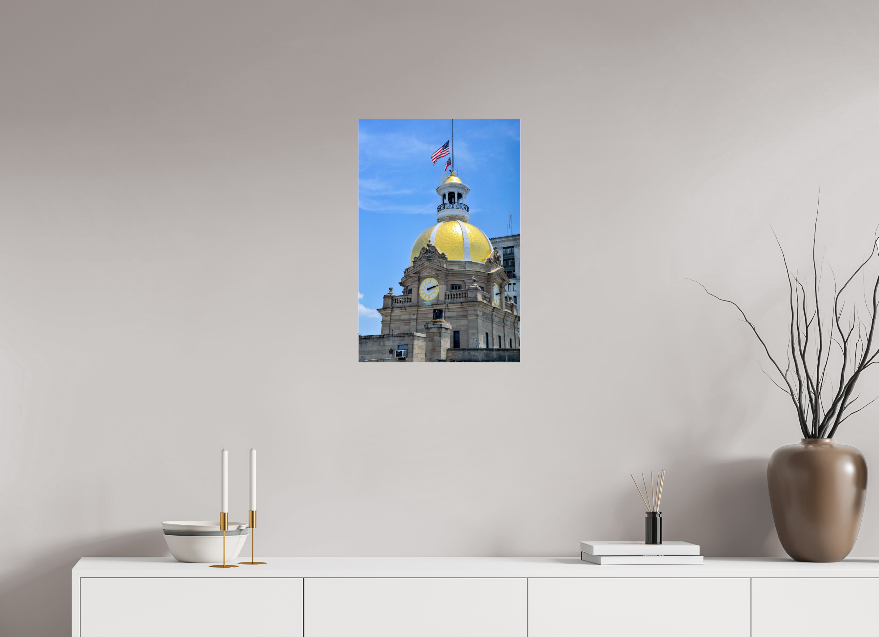 16 x 24″, Metallic Photo Print Under Acrylic Glass The Gilded Heart of Savannah