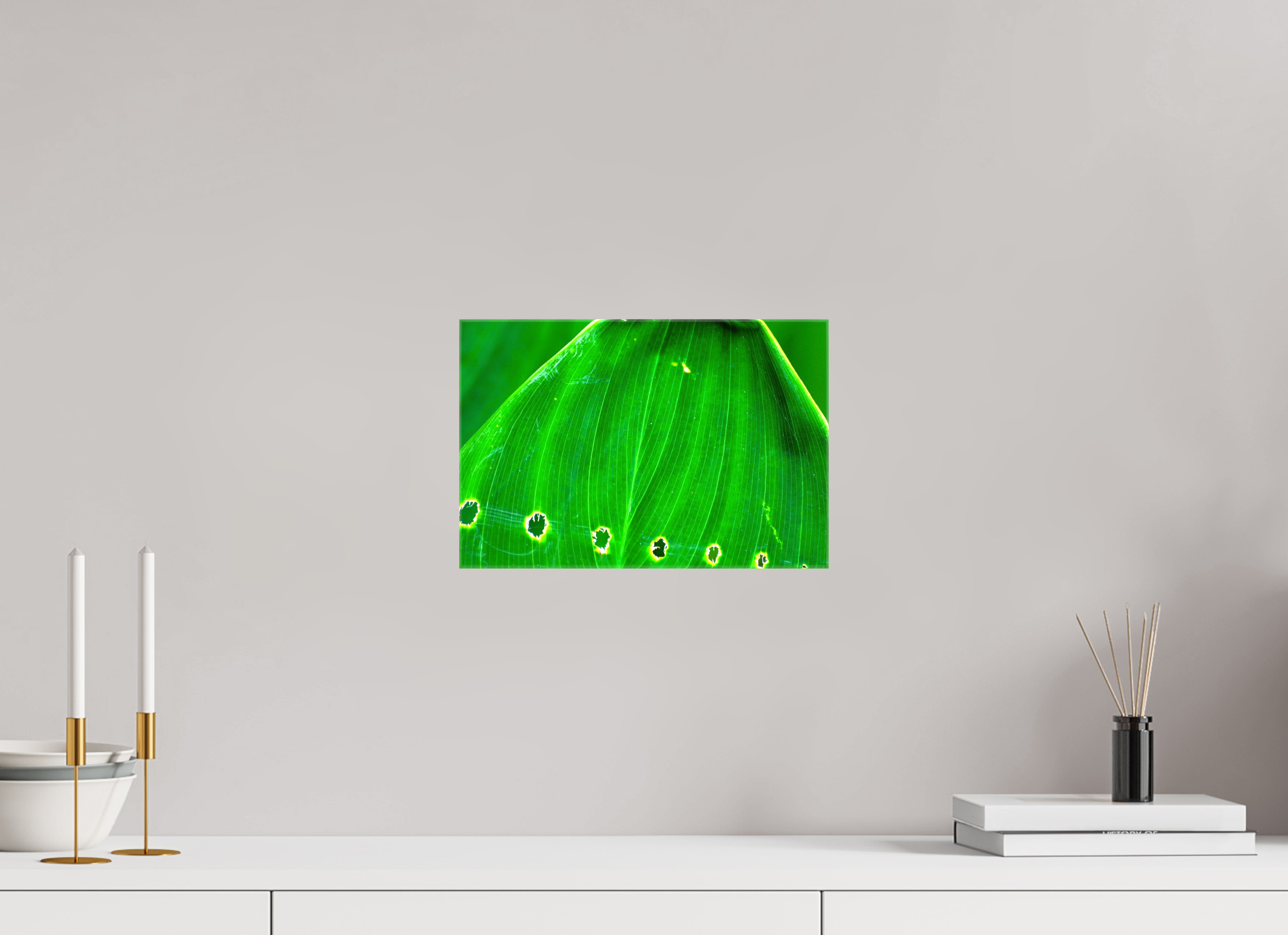 12 x 8″, Glossy Canvas on Stretcher Frame, 1,57" Wrapped Linear Progression in Green