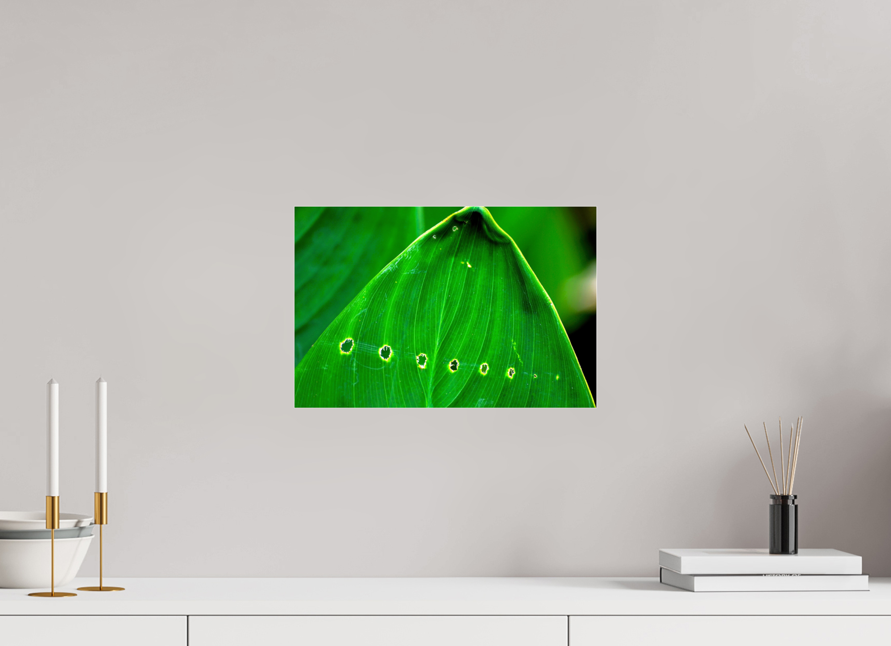 15 x 10″, Metallic Photo Print Under Acrylic Glass Linear Progression in Green