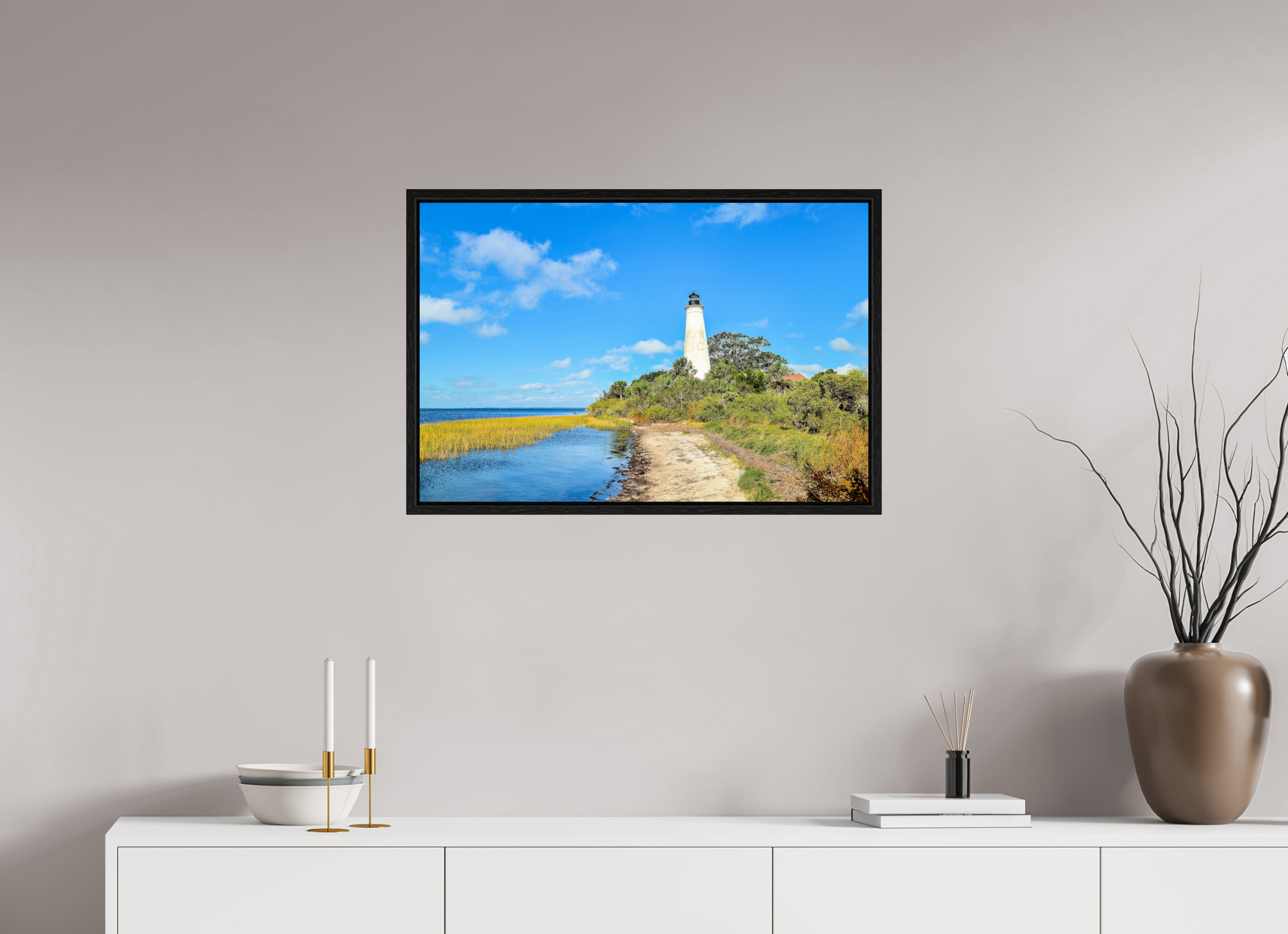 30 x 20″, Floater Frame St. Marks Lighthouse