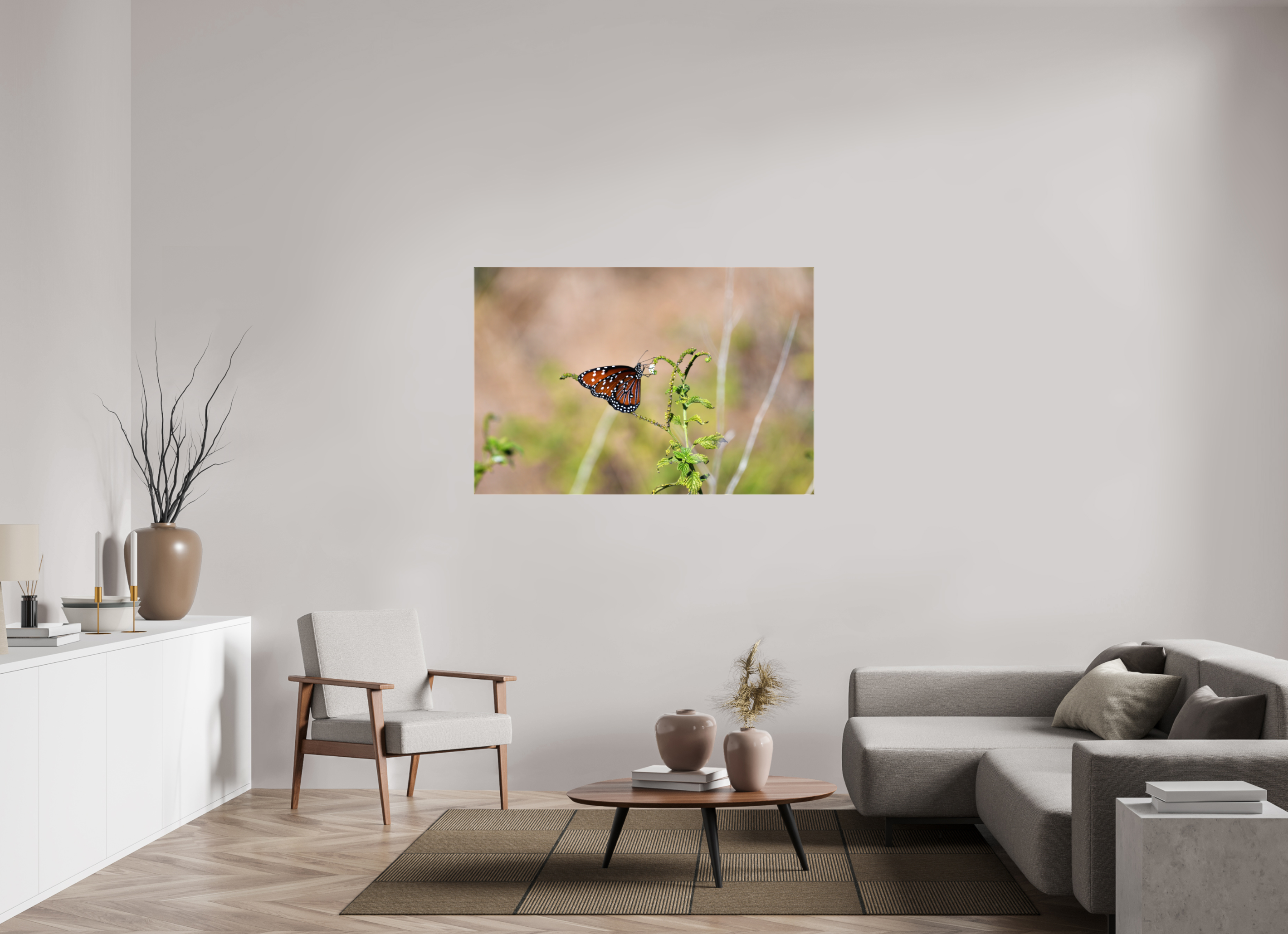 54 x 36″, Glossy Canvas on Stretcher Frame, 1,57" Wrapped Queen Butterfly
