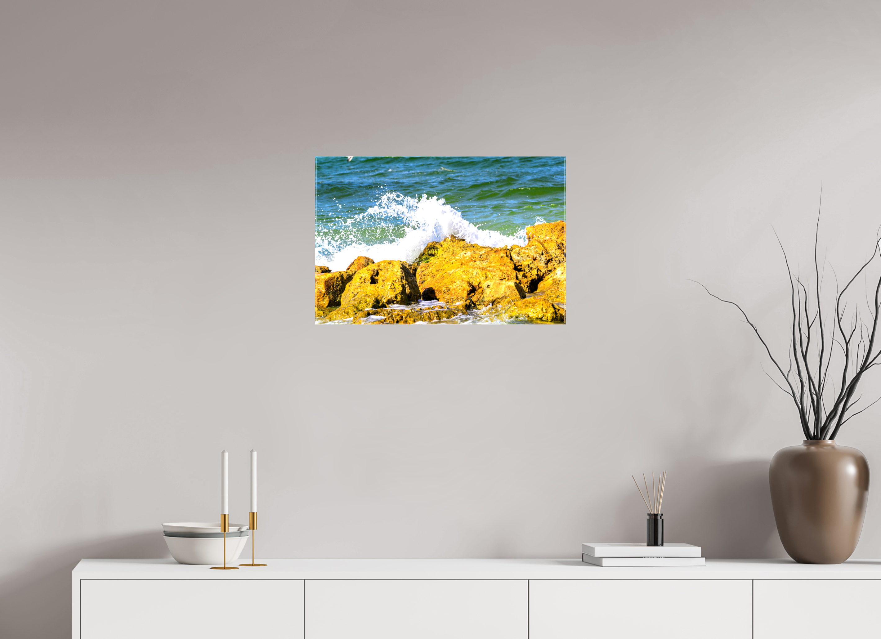 24 x 16″, Glossy Canvas on Stretcher Frame, 1,57" Wrapped Waves Breaking