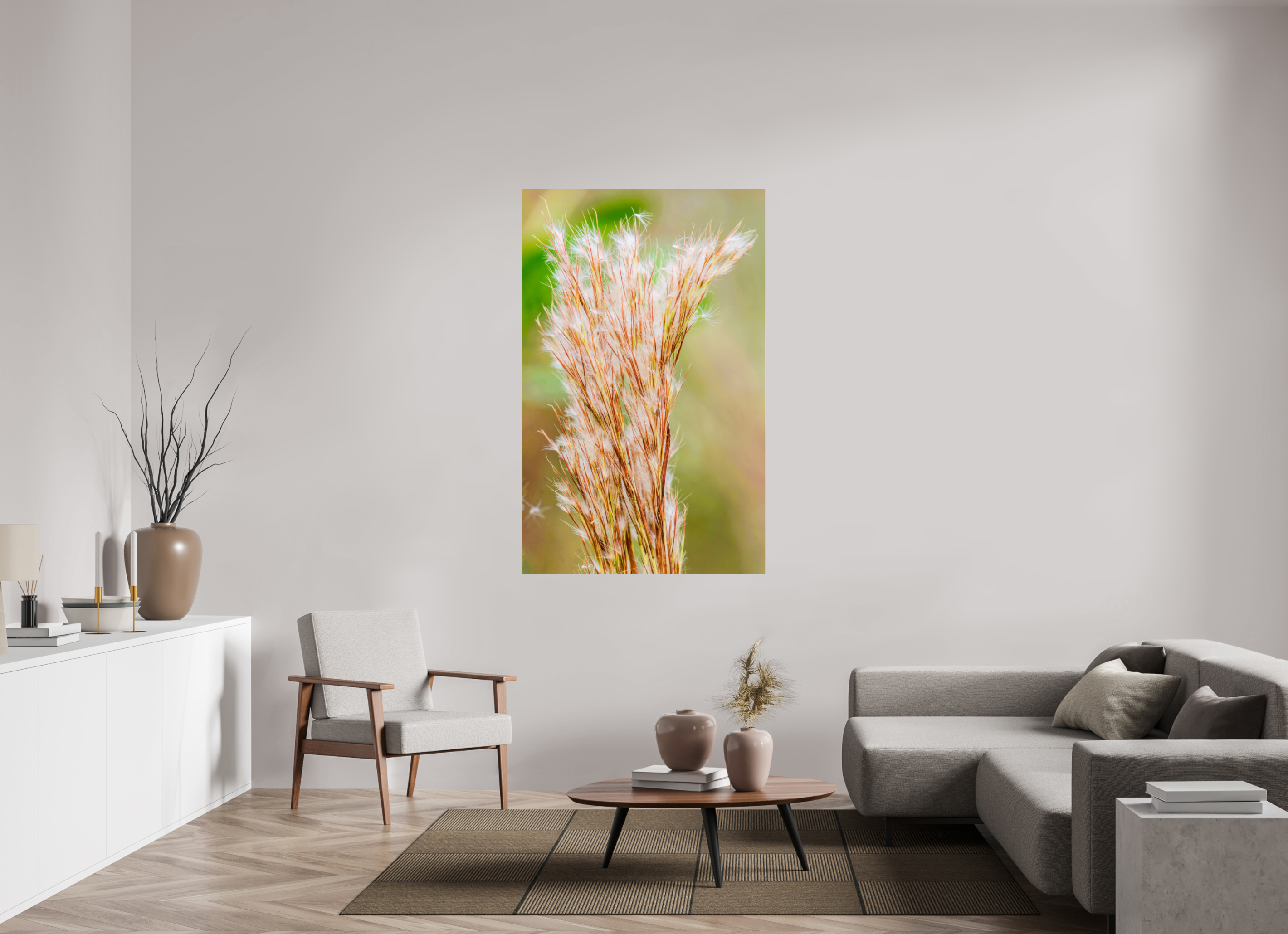 39 x 61.8″, Metallic Photo Print Under Acrylic Glass Bushy Bluestem in the Breeze