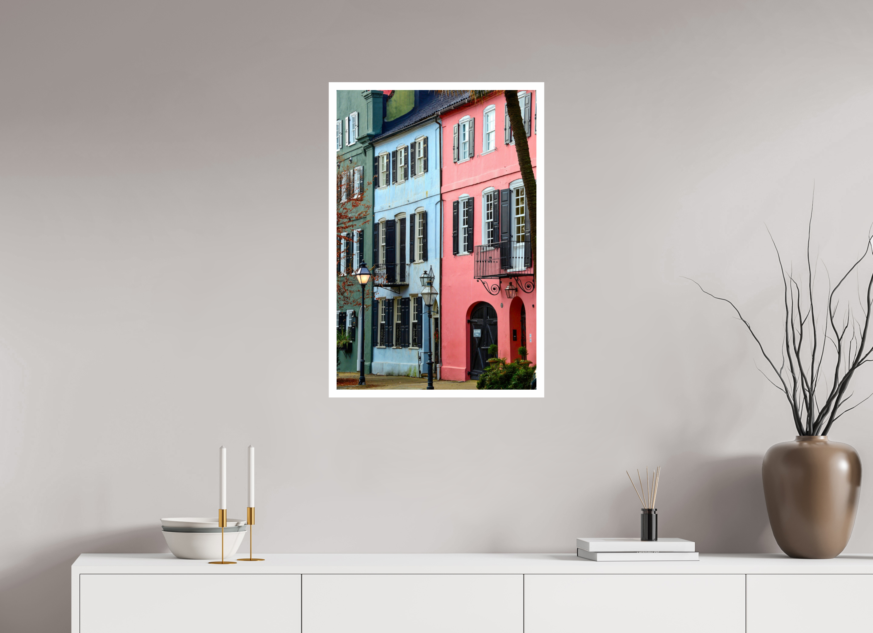 20 x 30″, Hahnemühle FineArt Pearl Print, .79" white border Rainbow Row