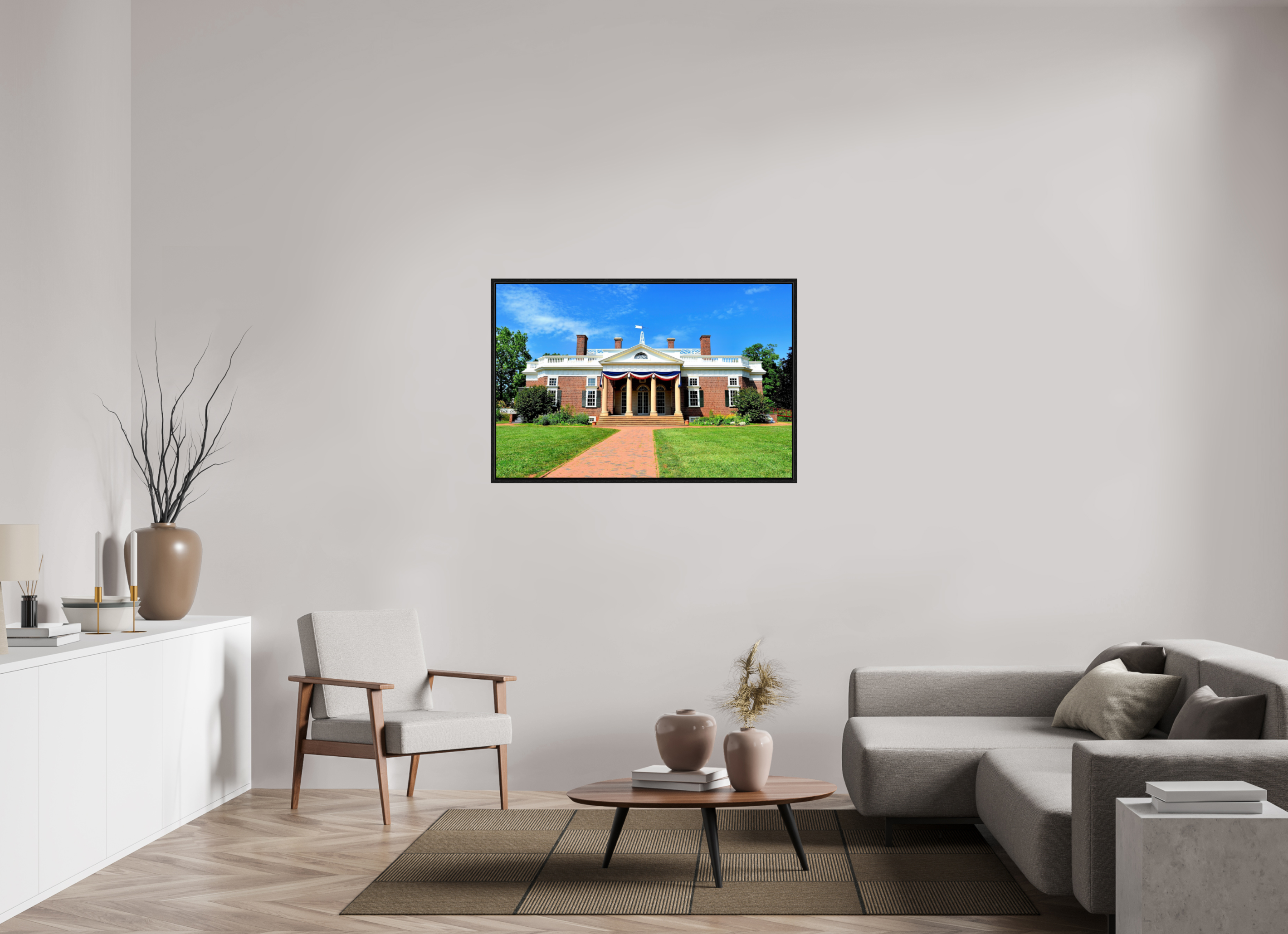 47.3 x 31″, Floater Frame Jefferson’s Masterpiece: Monticello at Midday