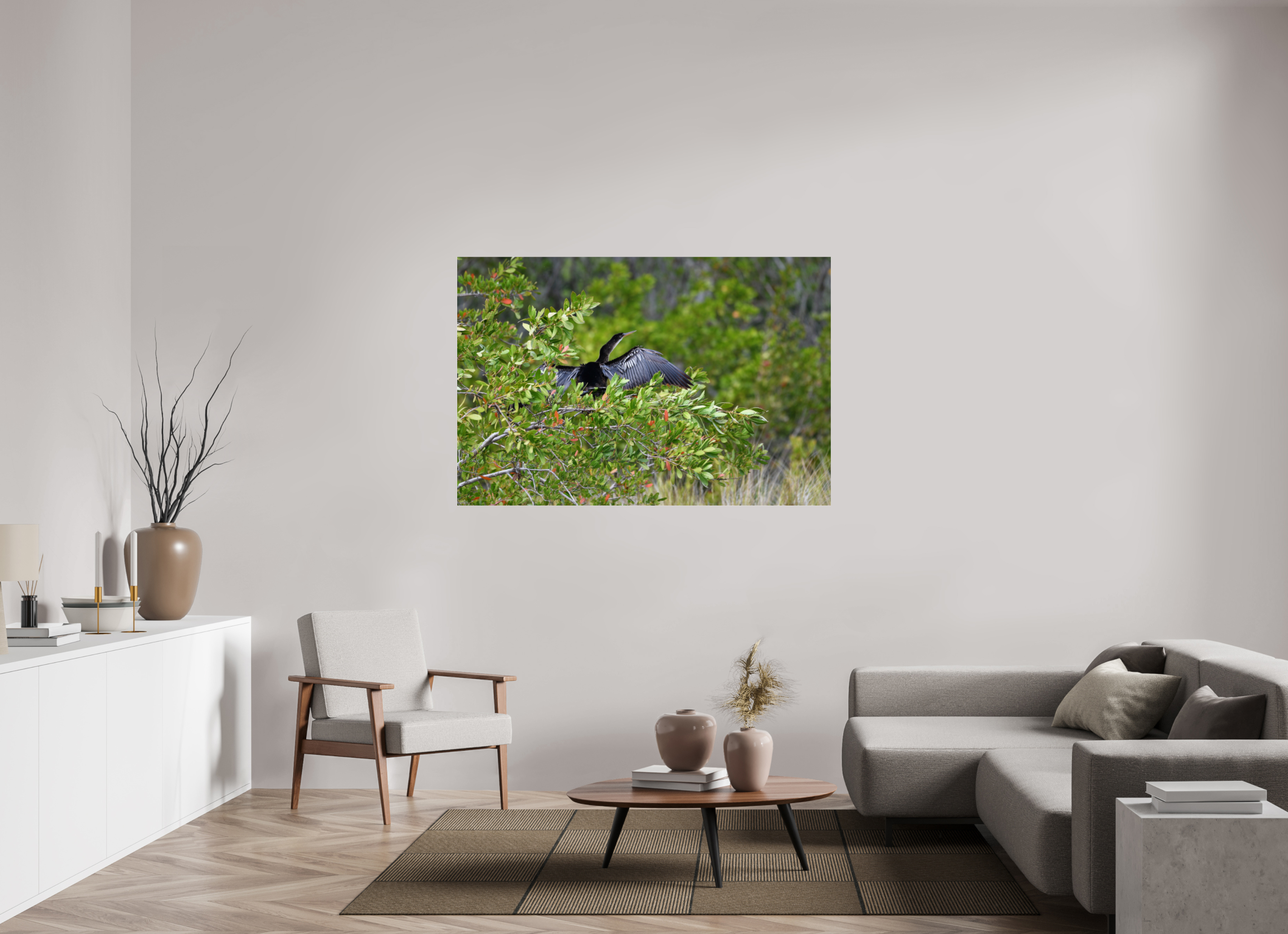 60 x 40″, Metallic Photo Print Under Acrylic Glass Florida Anhinga Sunning