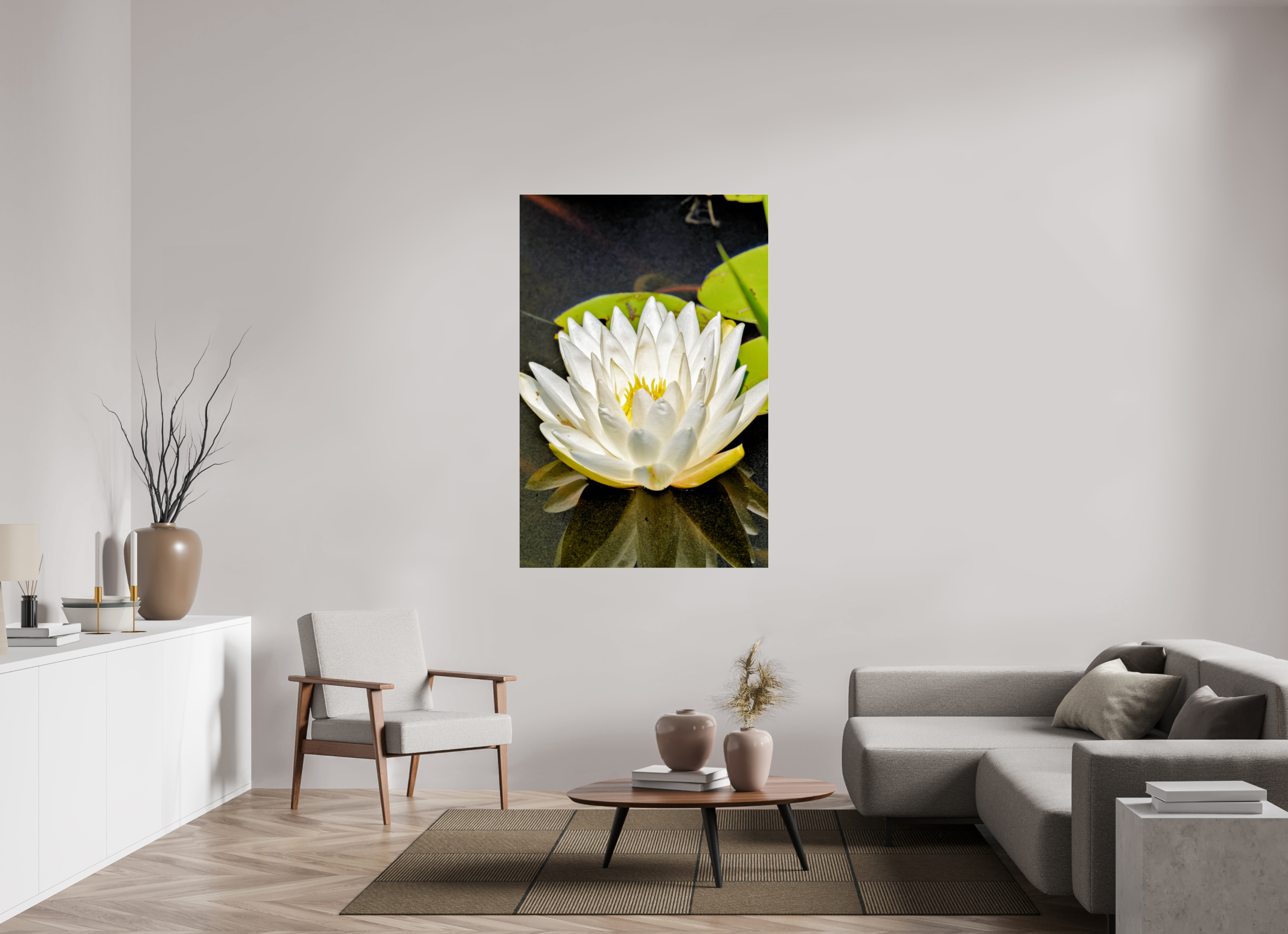 40 x 60″, Metallic Photo Print Under Acrylic Glass The White Water Lily