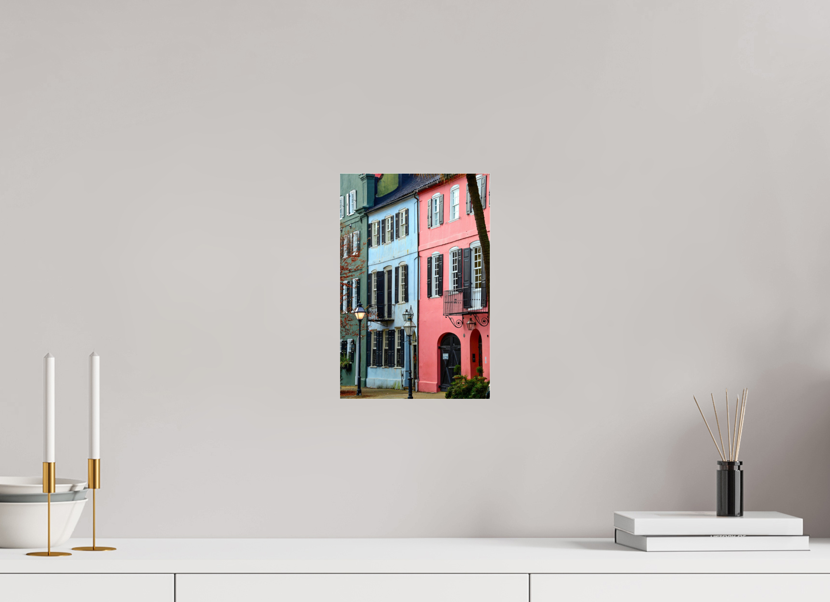 8 x 12″, Metallic Photo Print Under Acrylic Glass Rainbow Row