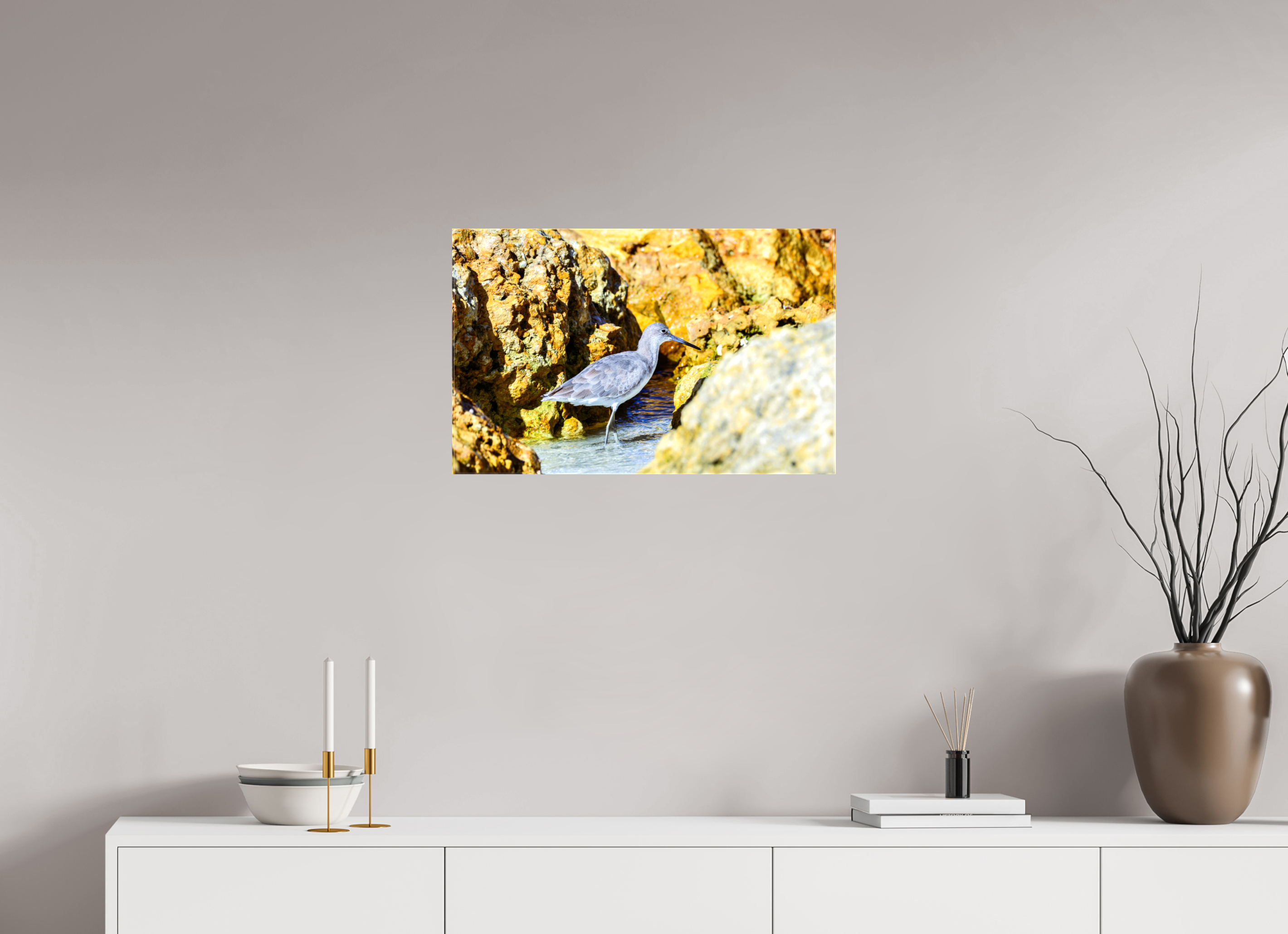 25.2 x 16″, Glossy Canvas on Stretcher Frame, 1,57" Wrapped The Hiding Willet