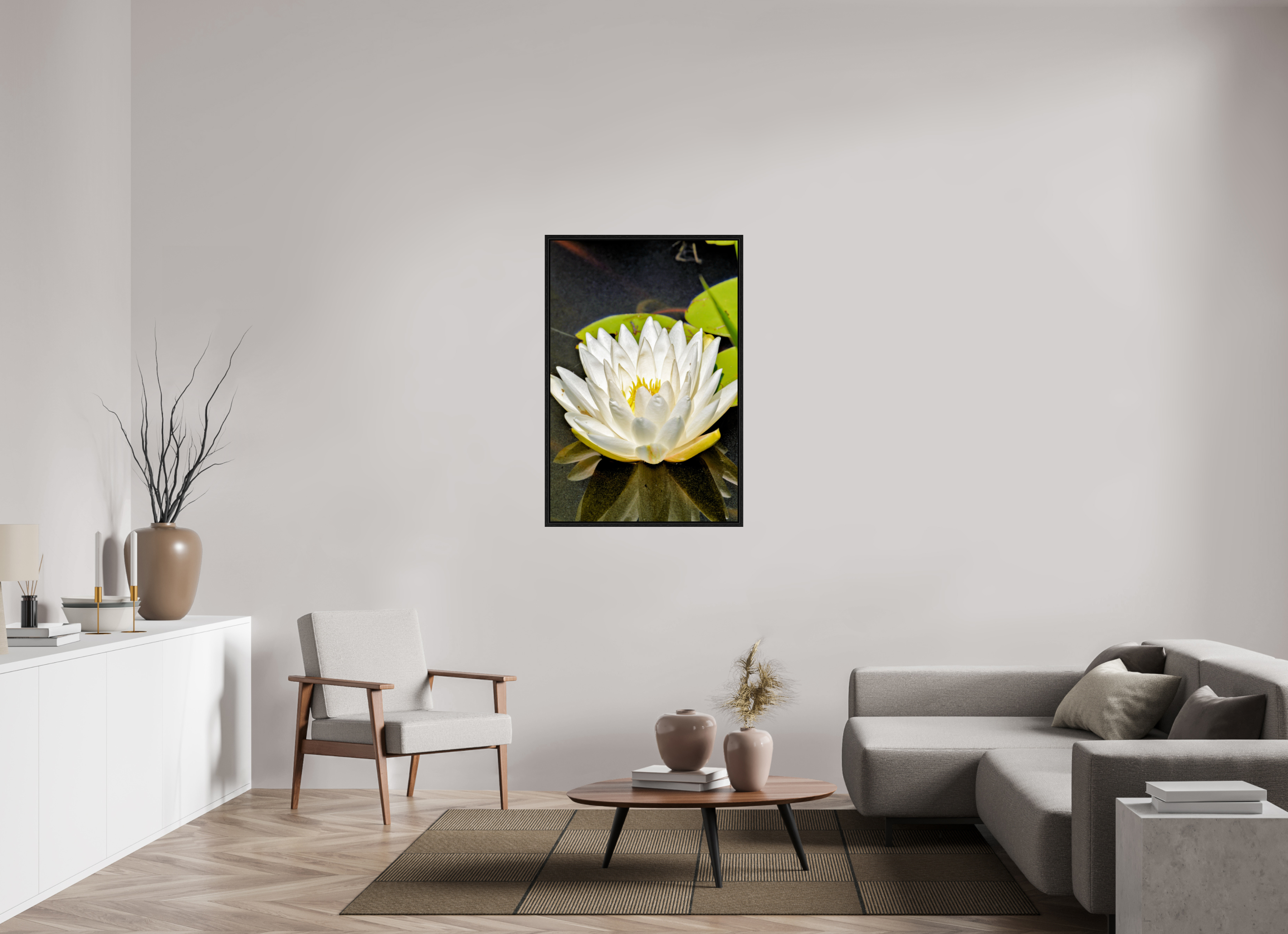 30 x 45″, Floater Frame The White Water Lily