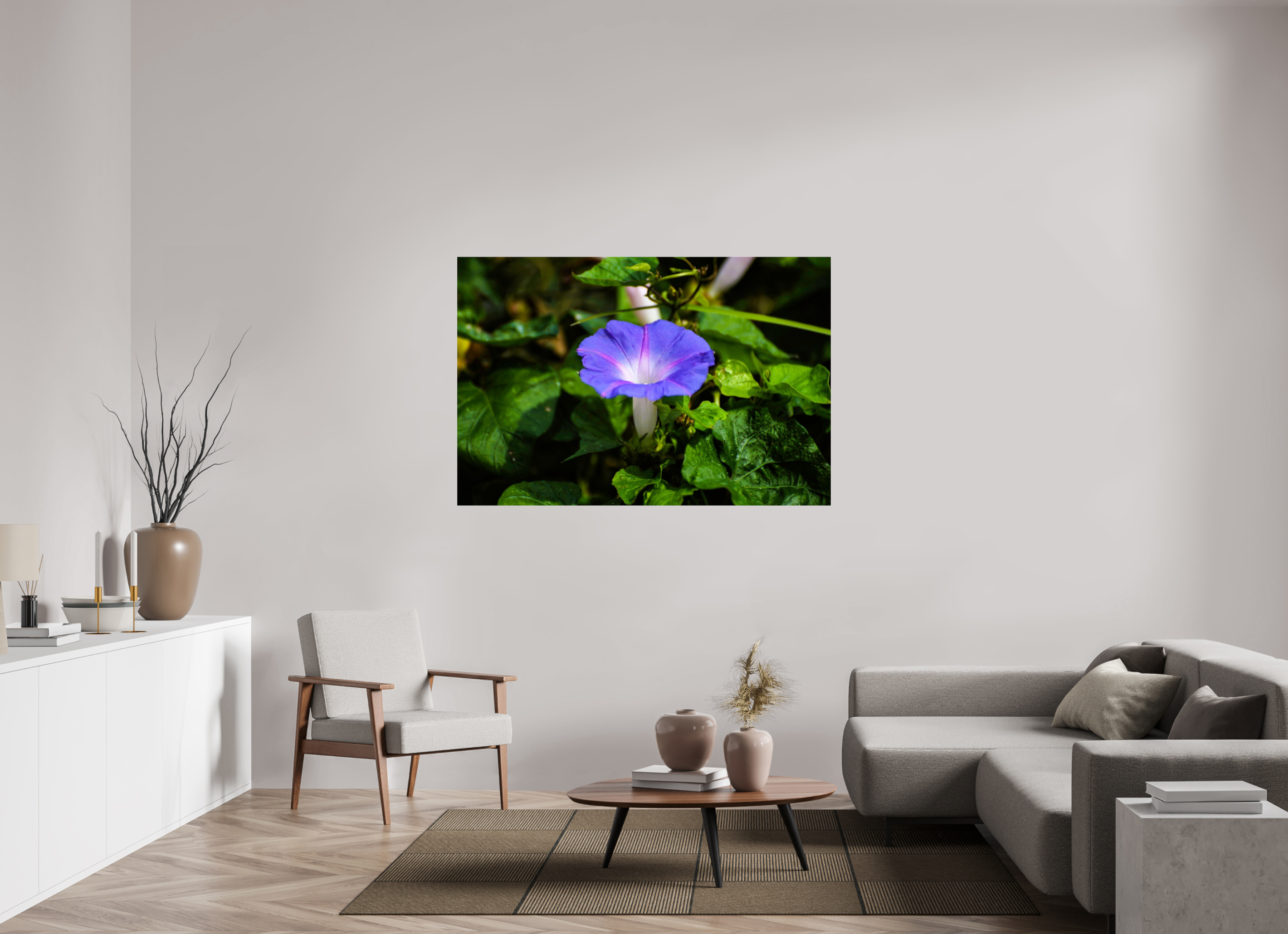 60 x 40″, Metallic Photo Print Under Acrylic Glass Heavenly Blue Morning Glory