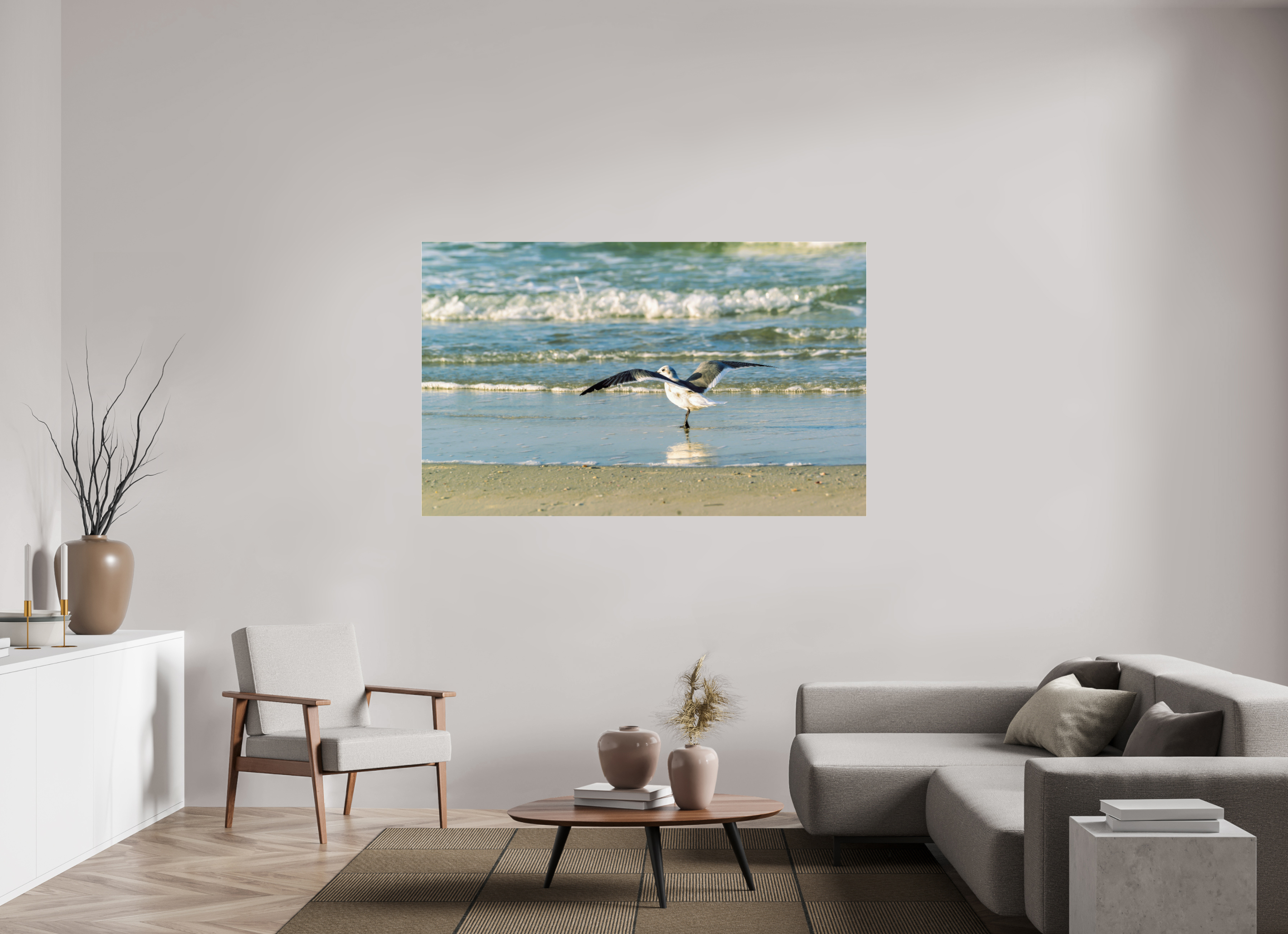 69.7 x 43″, Photo Print Under Acrylic Glass Laughing Gull in Motion