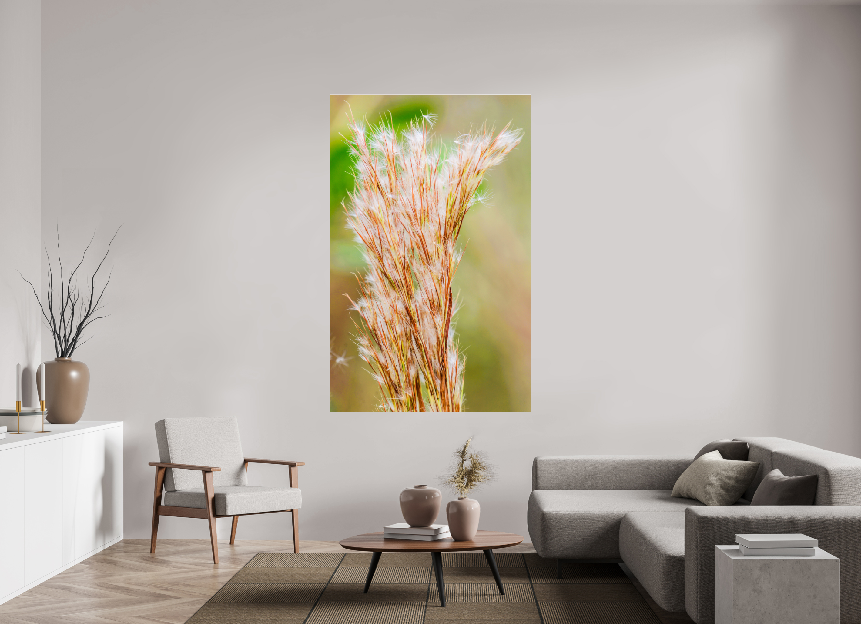 47 x 74.4″, Photo Print Under Acrylic Glass Bushy Bluestem in the Breeze