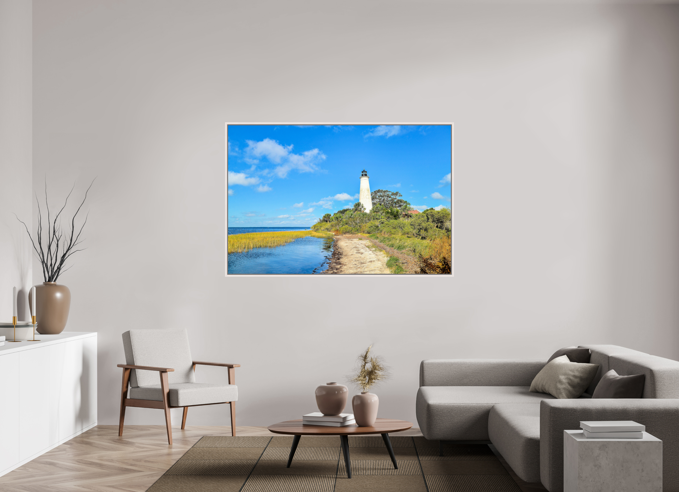 66 x 44″, Photo Print Under Acrylic Glass Basel 0.6", Maple White St. Marks Lighthouse
