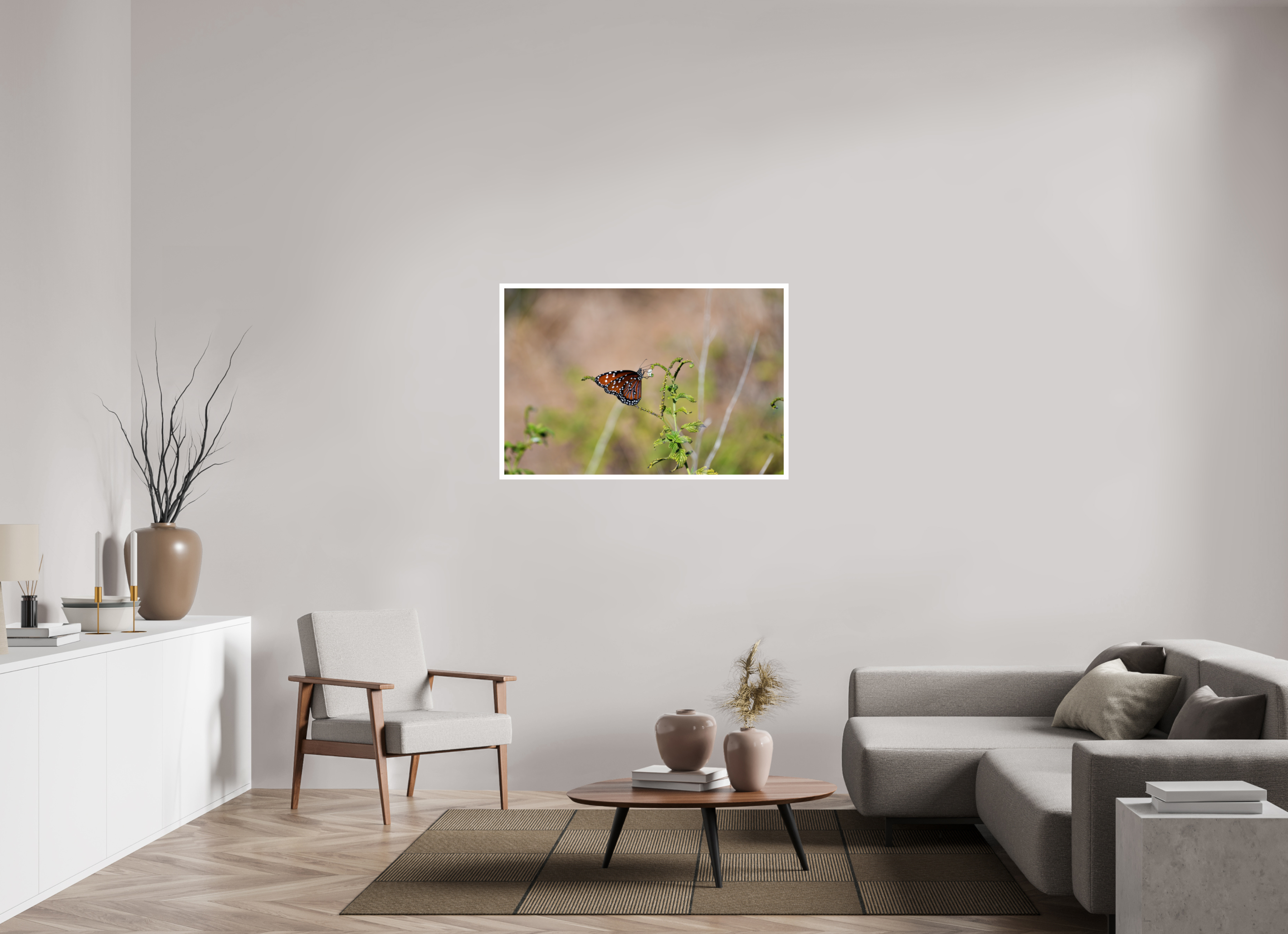 45 x 30″, Hahnemühle FineArt Pearl Print without Frame, .79" white border Queen Butterfly