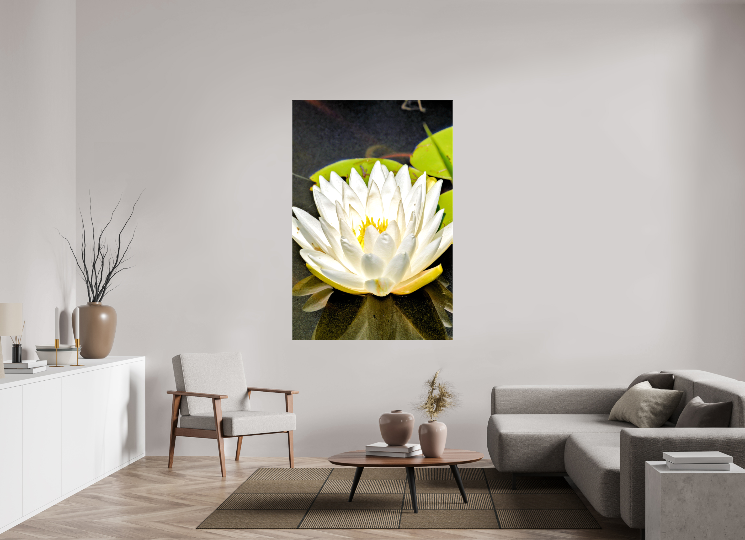 44 x 66″, Glossy Canvas on Stretcher Frame, 1,57" Wrapped The White Water Lily
