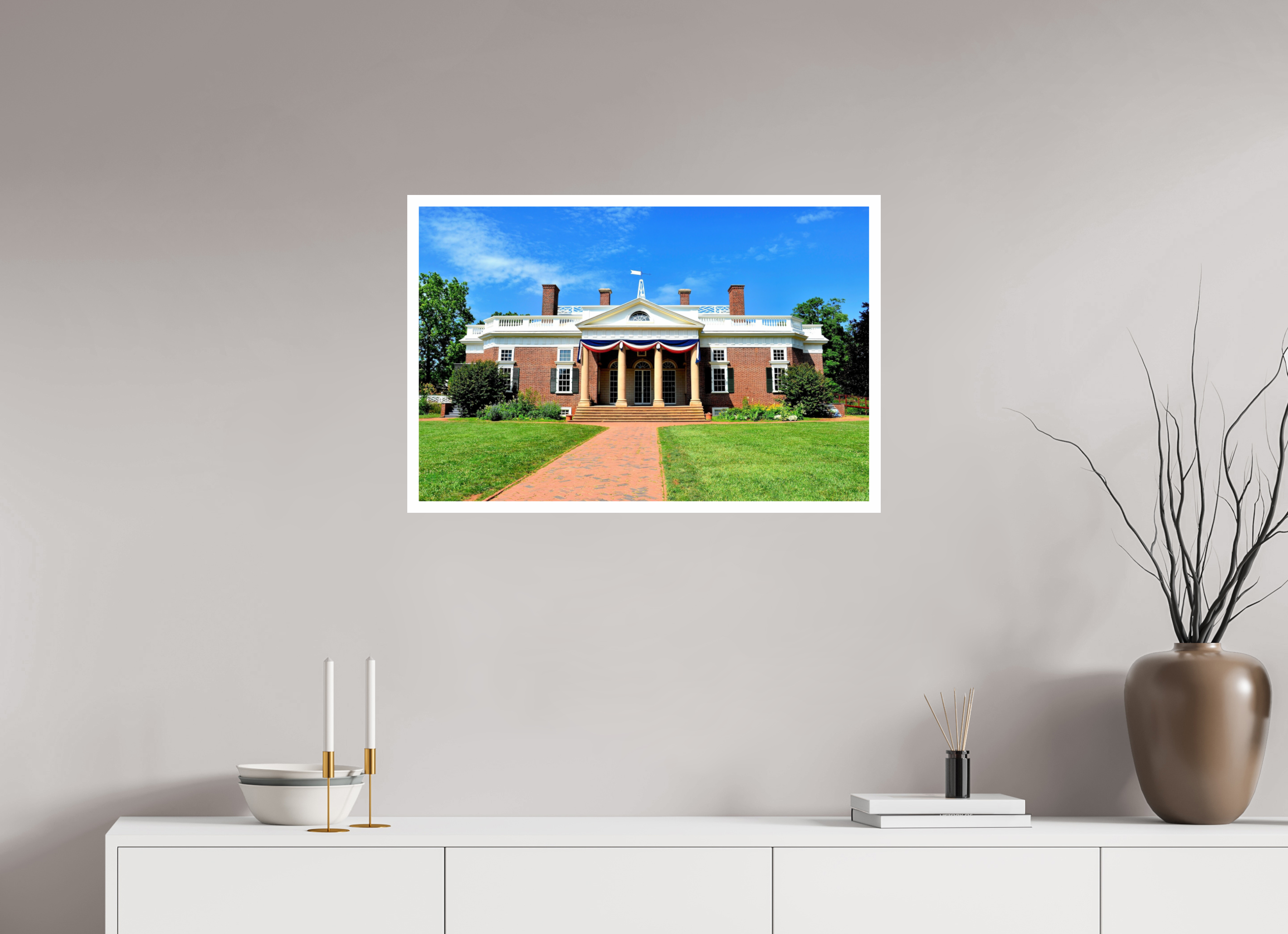 30.6 x 20″, Hahnemühle FineArt Pearl Print, .79" white border Jefferson’s Masterpiece: Monticello at Midday
